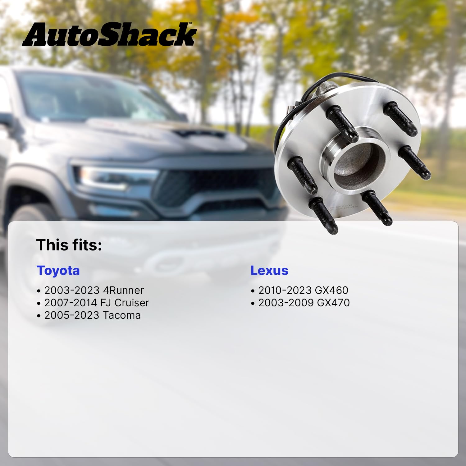 Autoshack Front Wheel Hub Bearing Pair Of 2 Driver And Passenger Side Replacement For Lexus Gx470 2010-2018 Gx460 2003-2018 Toyota 4Runner 2005-2018 Tacoma 2007-2014 Fj Cruiser 4Wd 6-Lug Hb1050003Pr