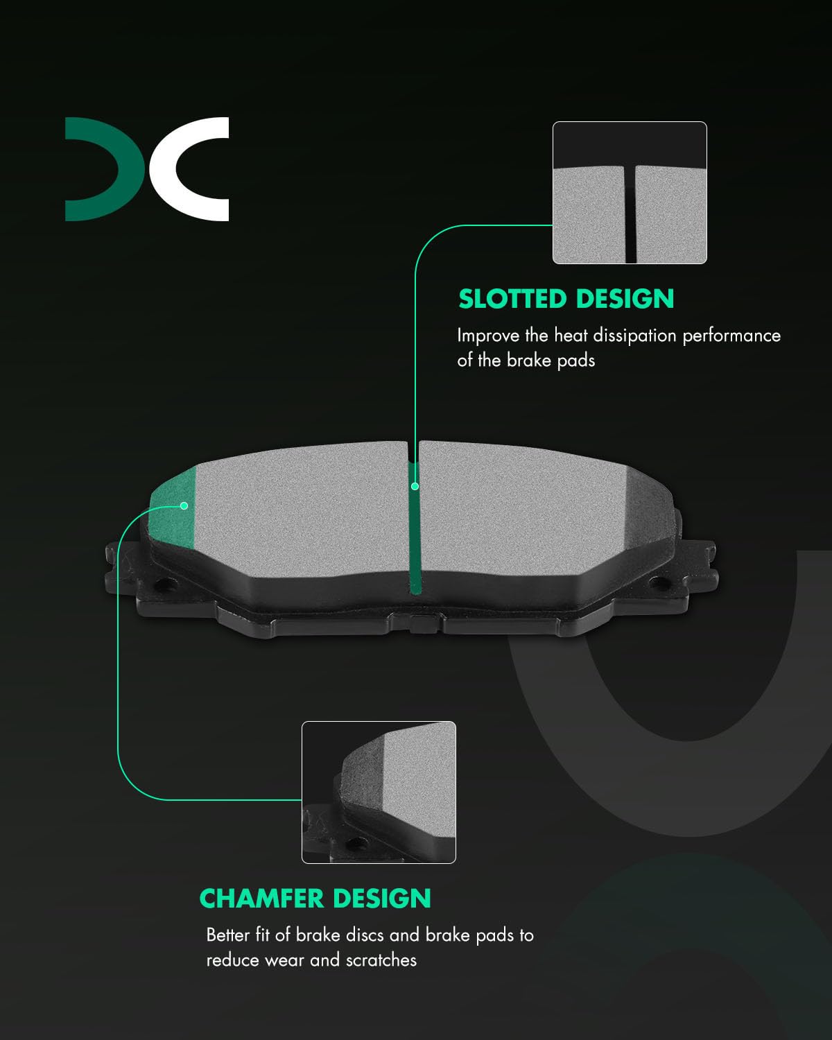 Scitoo D1211 D1354 Front Rear Ceramic Brake Pads Sets Fit For Pontiac Vibe 2009-2010,For Scion Im 2016,For Scion Tc 2011-2016,Fo