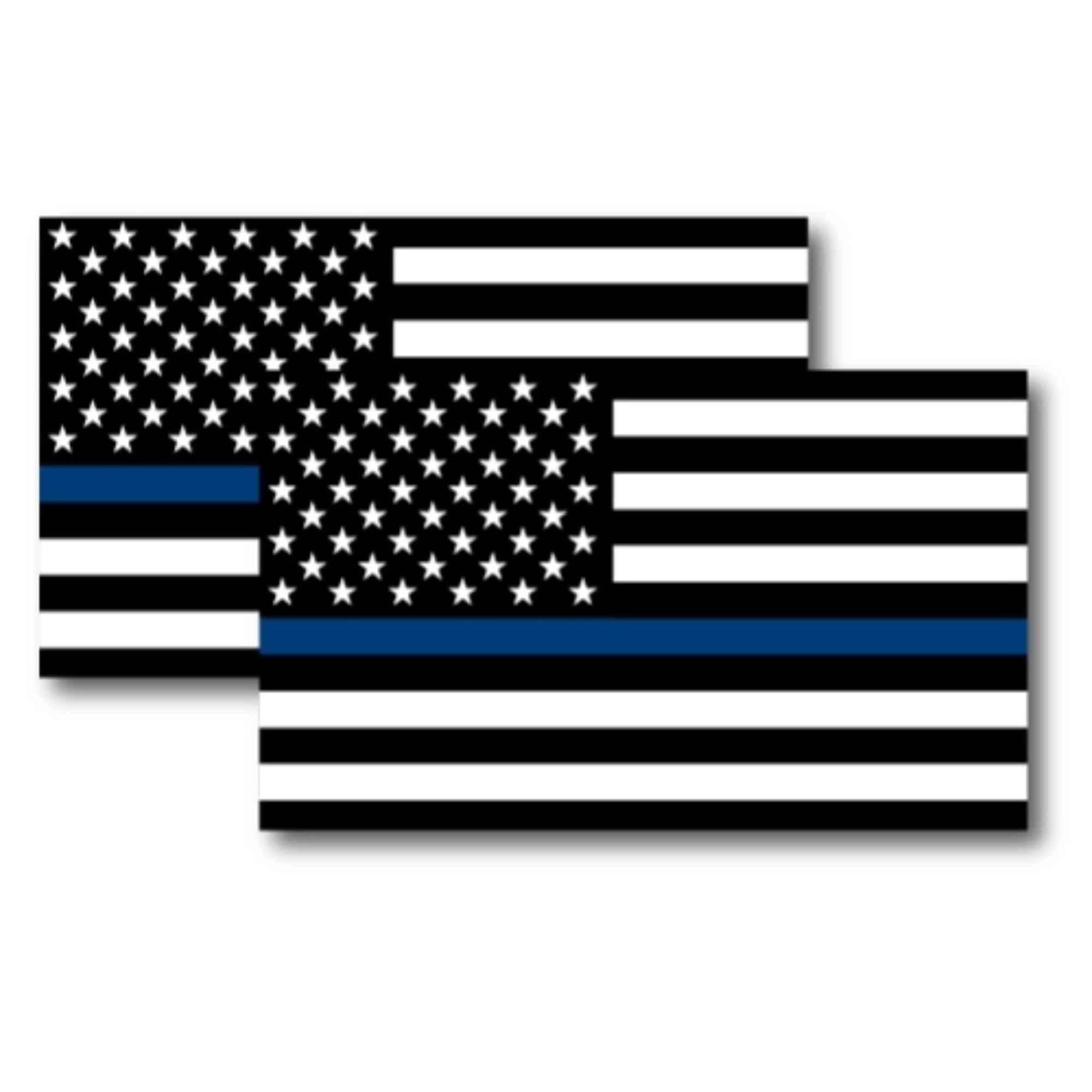 Magnet Me Up Thin Blue Line American Flag Magnet Decal, 3X5 Inches, 2 Pack, Black, White And Blue, Heavy Duty Automotive Magnet