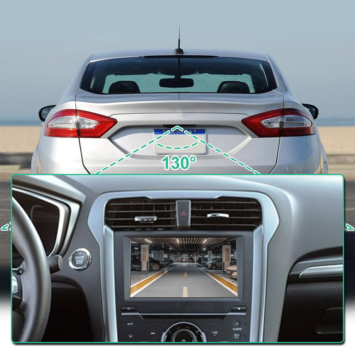 GreenYi ES7Z-19G490-A Rear View Backup Camera for 2013-2016 Ford Fusion, Replaces ES7T-19G490-AA, Black, Small Size