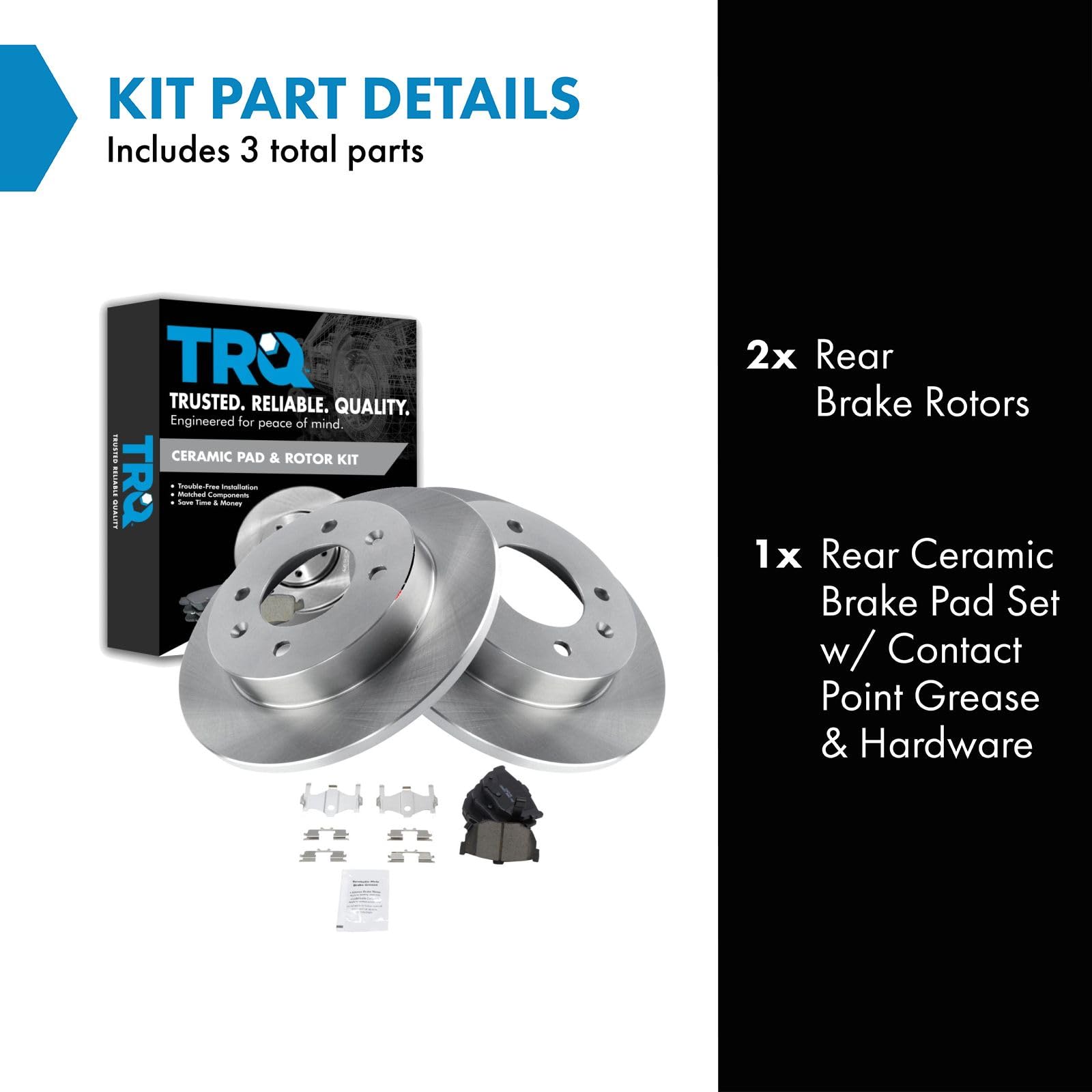 TRQ Rear Premium Posi Ceramic Disc Brake Pad & Rotor Kit for Hyundai