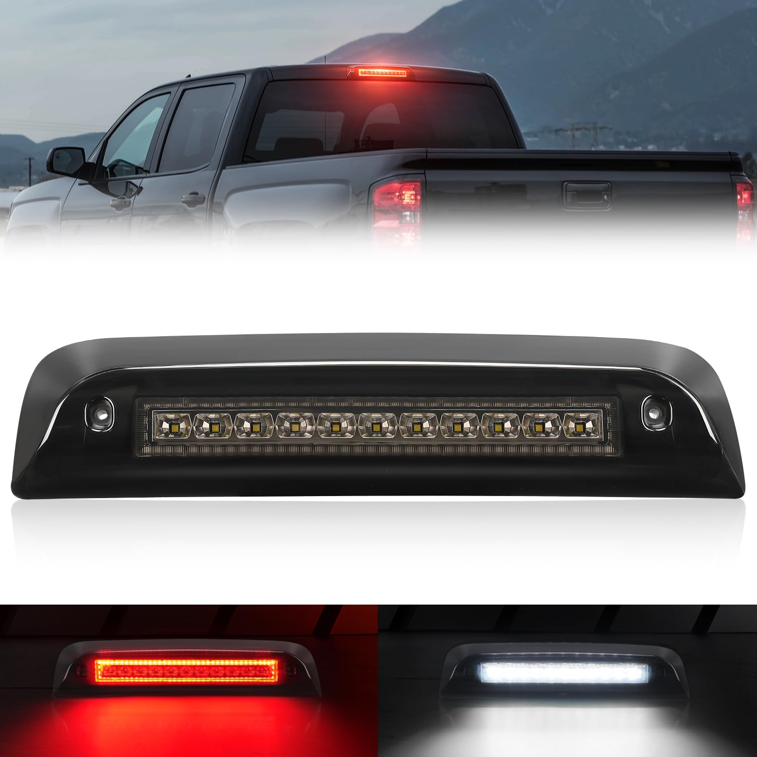 Suparee Third Brake Light Fit For 2014-2018 Gmc Sierra/C-Hevy Silverado 1500 2500Hd 3500Hd Led 3Rd Brake Light Accessories Red L
