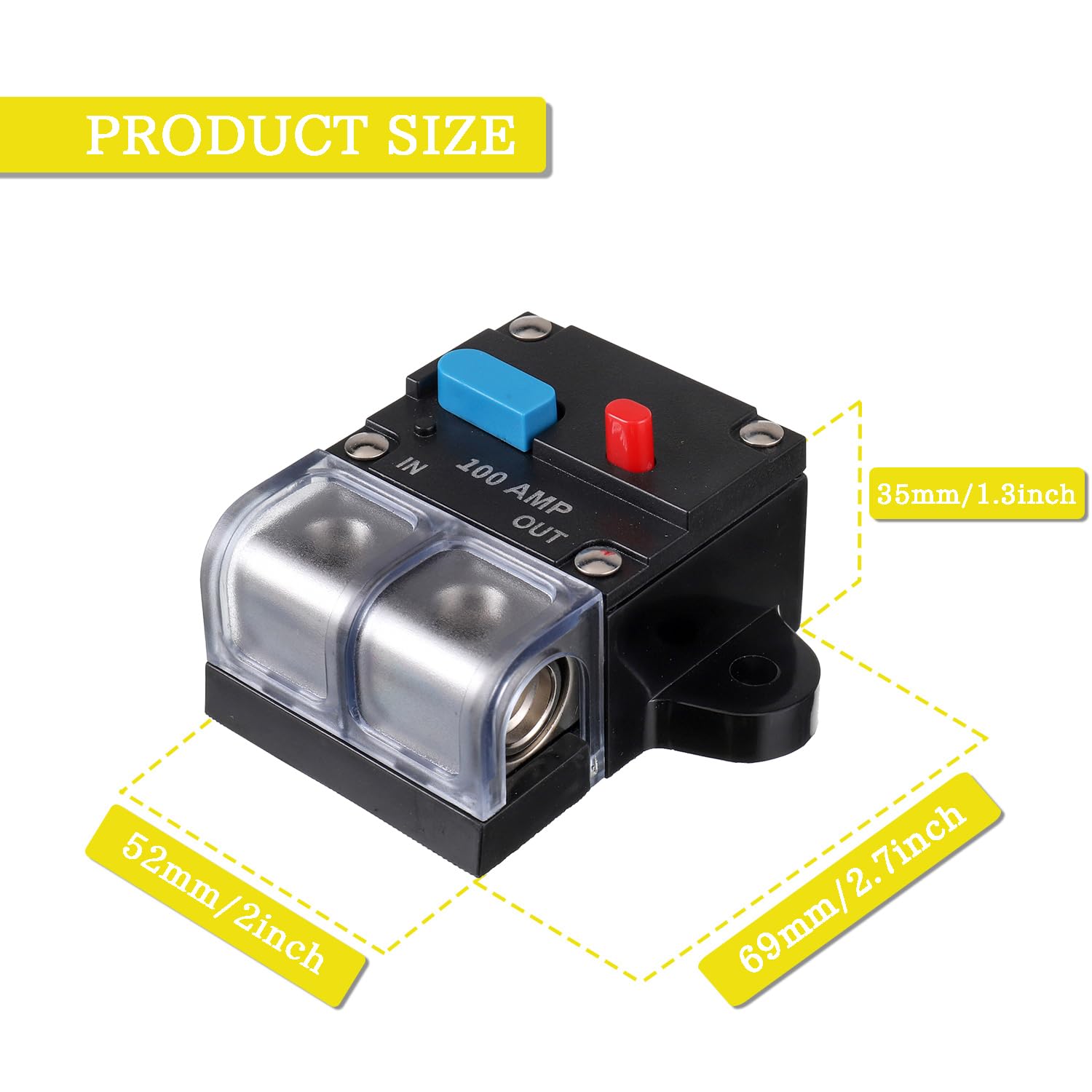 EPLZON 100A Resettable Circuit Breaker - 100 Amp Self Recovery with Manual Reset Button for Car Audio & Amps Protection
