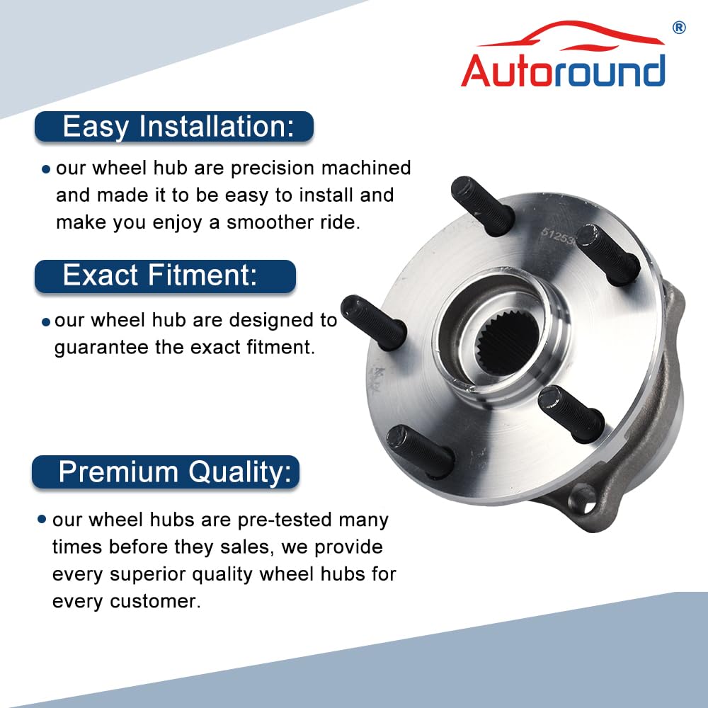 Autoround 512536 Rear Wheel Bearing and Hub Assembly for Subaru Outback 2015-2021/ Forester 2019/WRX 2015-2019/ Legacy 15-21/ As