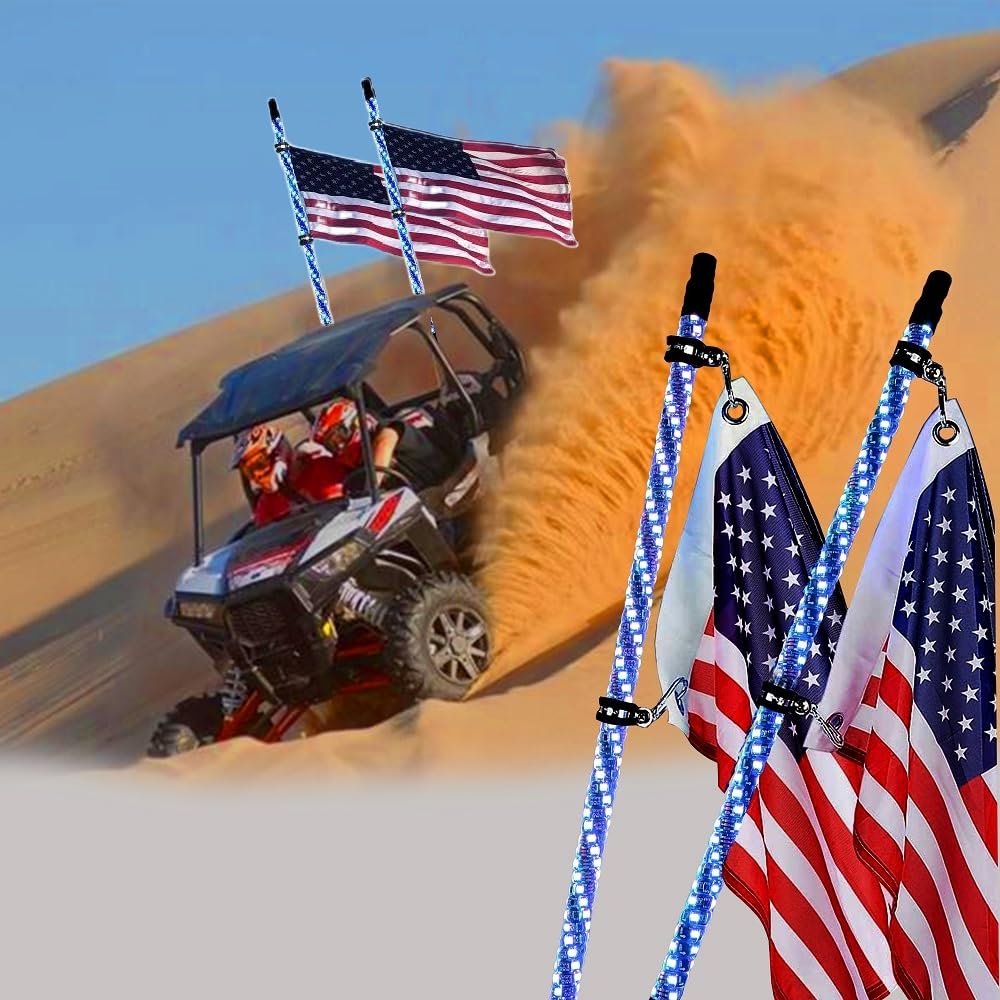 2Pcs 3Ft Led Whip Lights With Remote Control Spiral Rgb Chase Light Offroad 360Spiraling Rising Dream Wrapped Dancing Whips For 