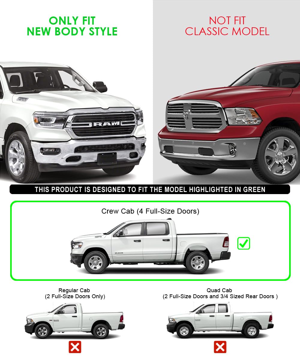 Aps (304 Stainless Steel Silver 6In Wheel To Wheel Running Boards Nerf Bars Side Step Compatible With Ram 1500 2019-2025 Crew Ca