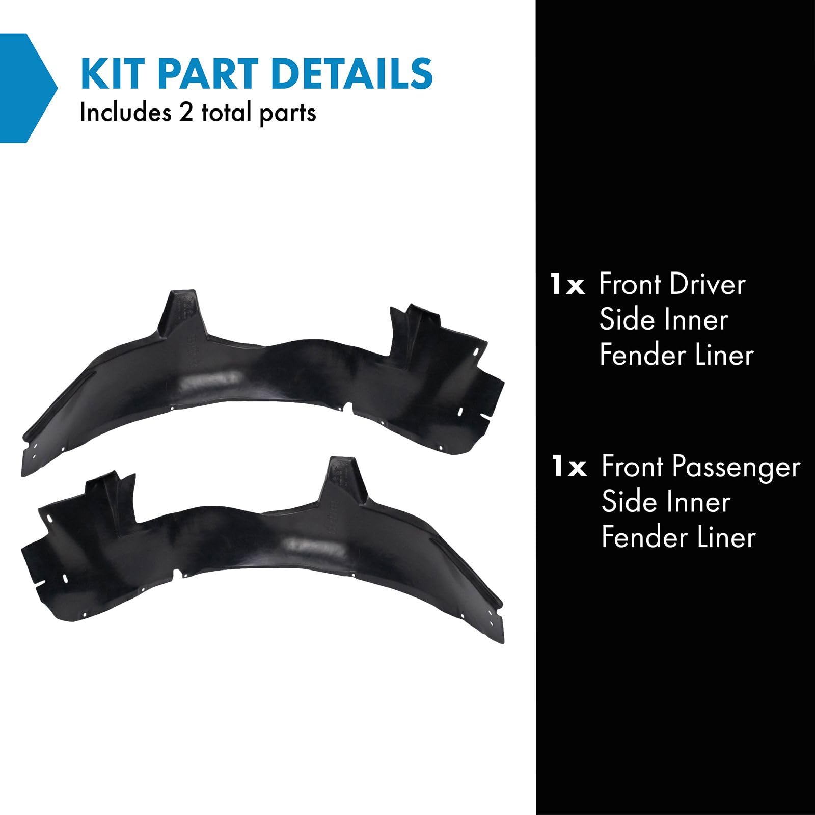 Trq Front Inner Fender Liner Set Compatible With 2005-2008 Buick Lacrosse Gm1250109 Gm1251109