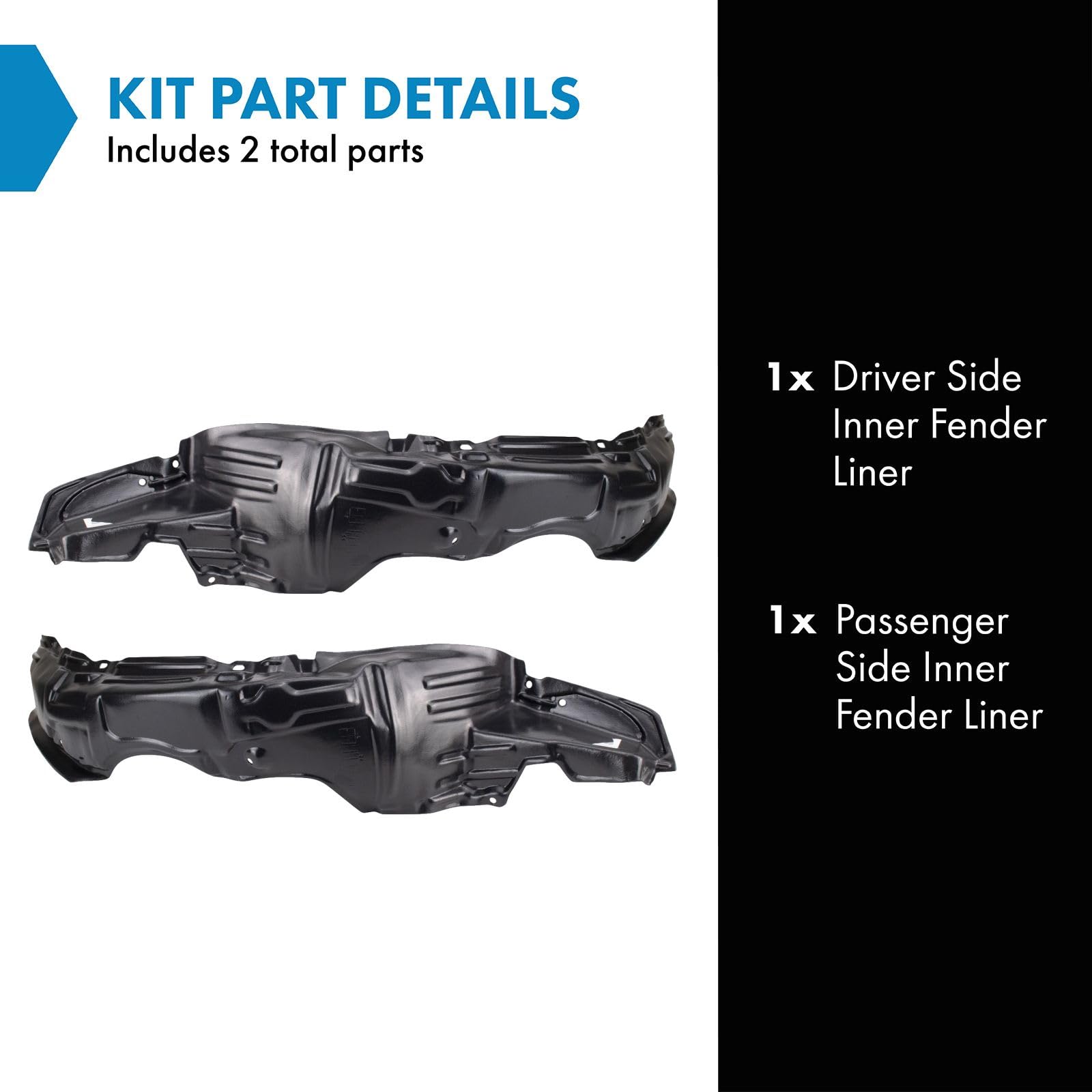 Trq Inner Fender Liner Set Compatible With 1996-1998 Toyota Paseo Tercel To1248101 To1249101