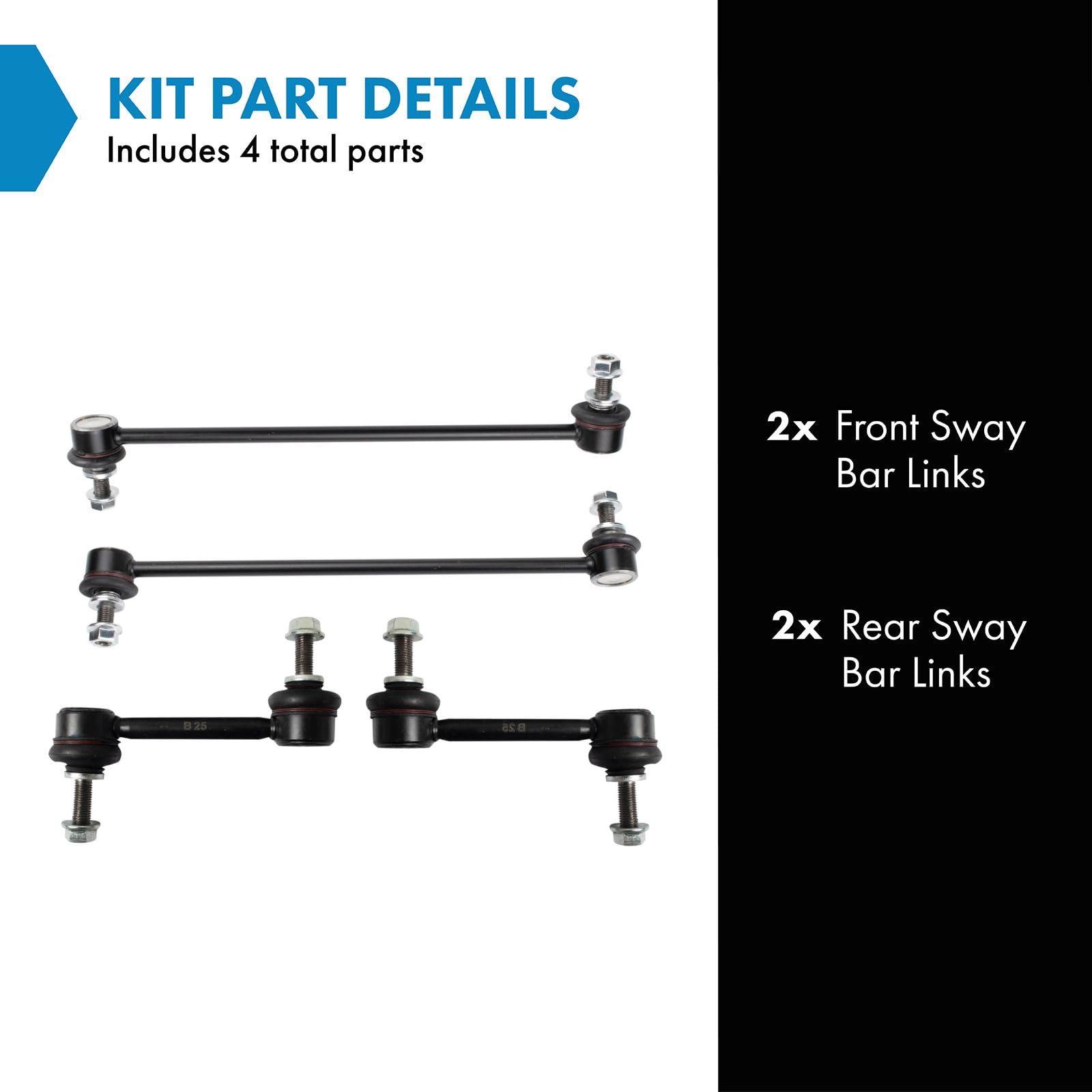 Trq Front & Rear Sway Bar Stabilizer Link Set Compatible With 2017-2022 Honda Cr-V