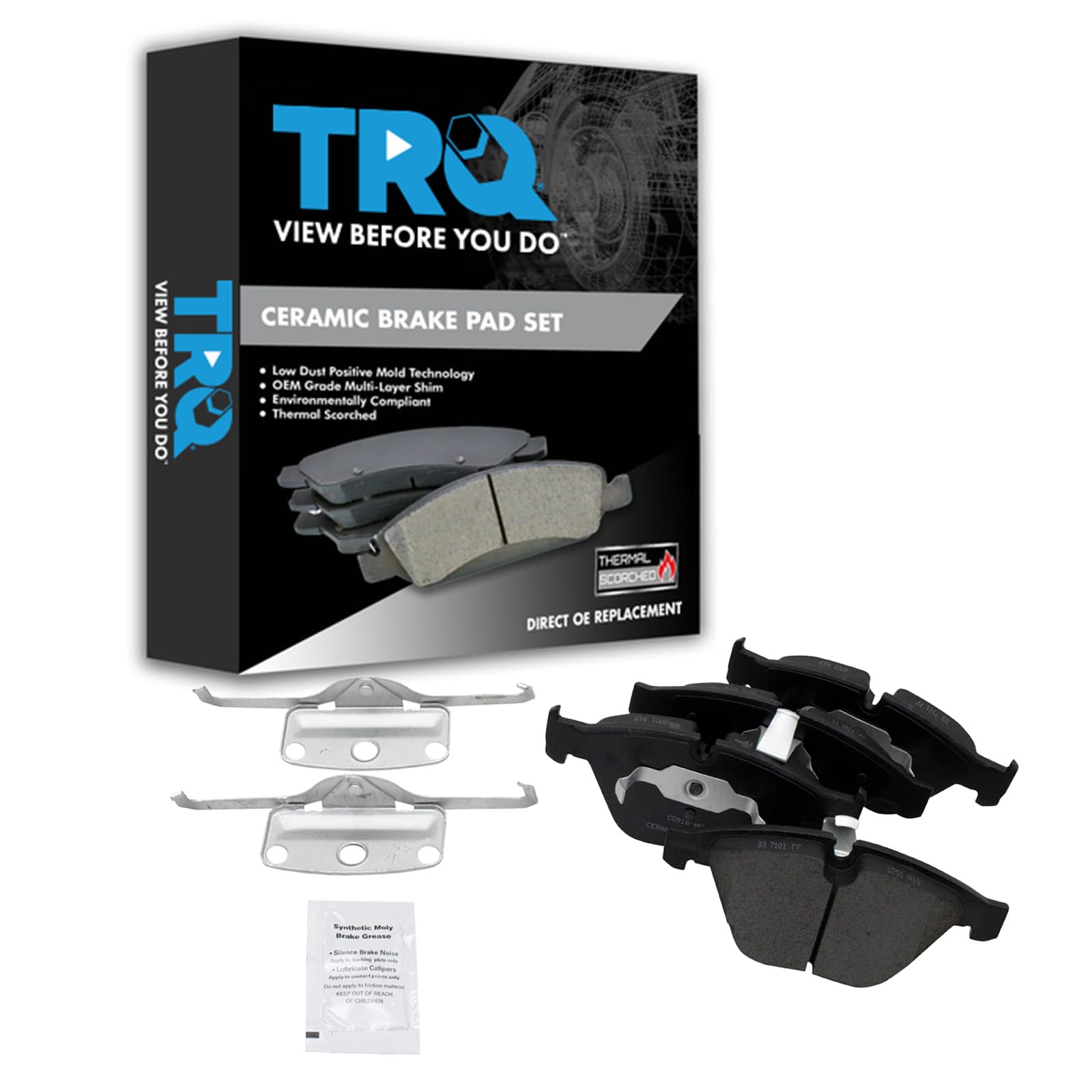 TRQ Front Posi Ceramic Brake Pad Kit Set for BMW E60 E65 E66