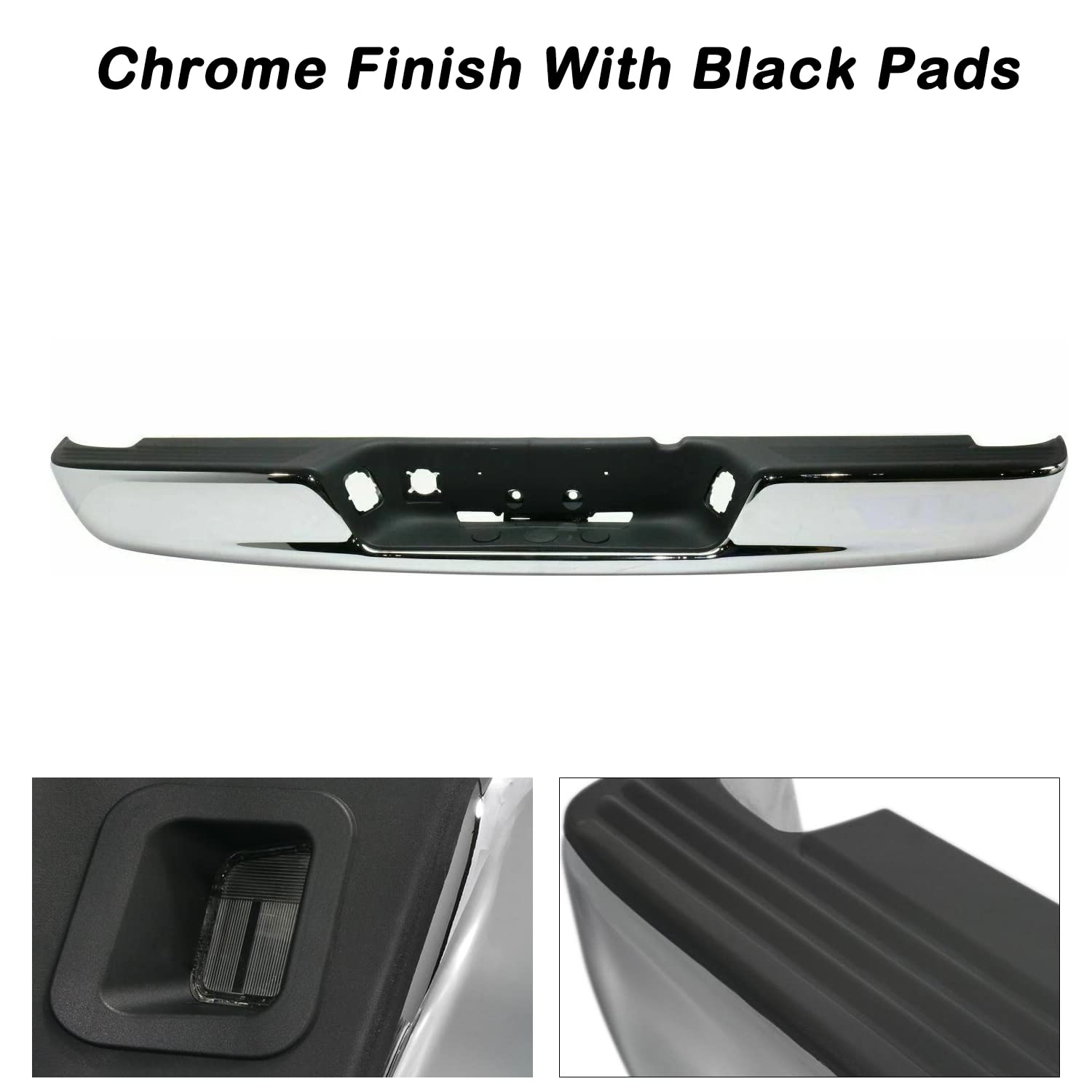 Jsboyat Rust Resistance Rear Bumper Assembly Fits For 2002-2008 Dodge Ram 1500/2003-2009 Ram 2500 3500 Pickup Heavy Duty Chrome Back Bumpers W/Top Pads License Plate Lamp Ch1103111