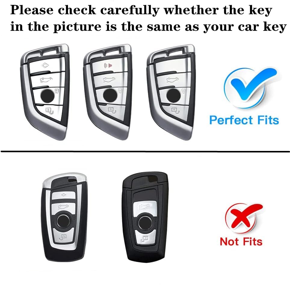 Qfungye For Bmw Tpu Anti-Fingerprint Anti-Scratch Key Fob Cover. For Bmw 2 3 5 6 7 X1 X2 X3 X4 X5 X6 Series Dedicated Leather Key Fob(Black)