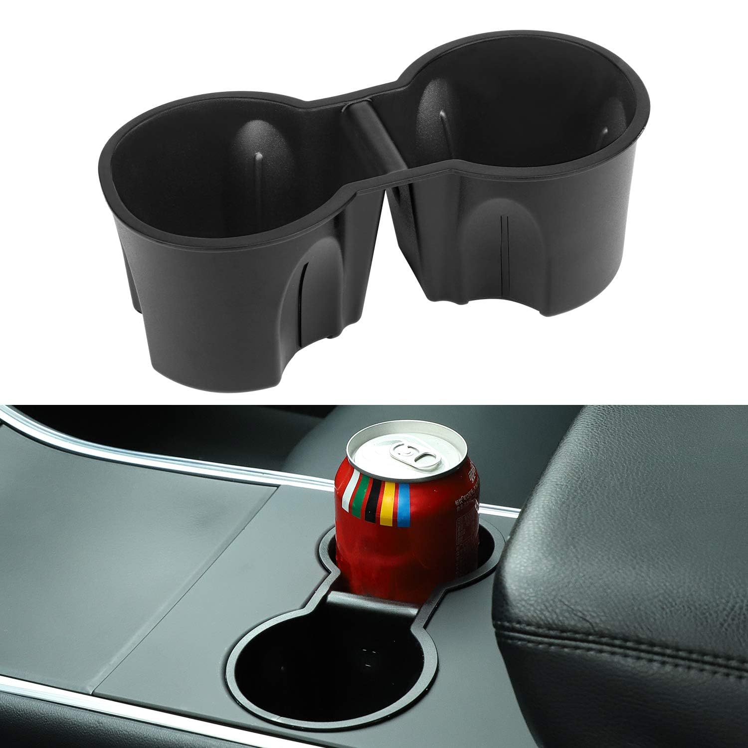 Motrobe Tesla Model Y Tesla Model 3 Center Console Cup Holder Inserts [Seamless Fit For Console] 2017-2020 Model 3 Model Y Not F