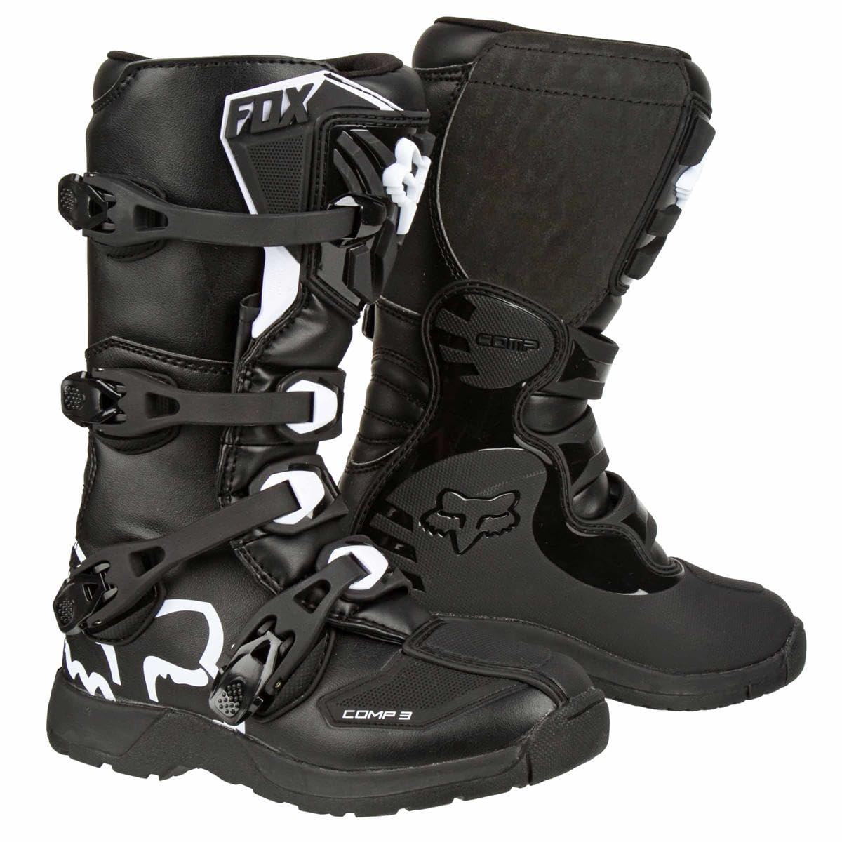 Fox Racing Unisex-Child Youth Comp 3 Motocross Boot,Black,Big Kid 4