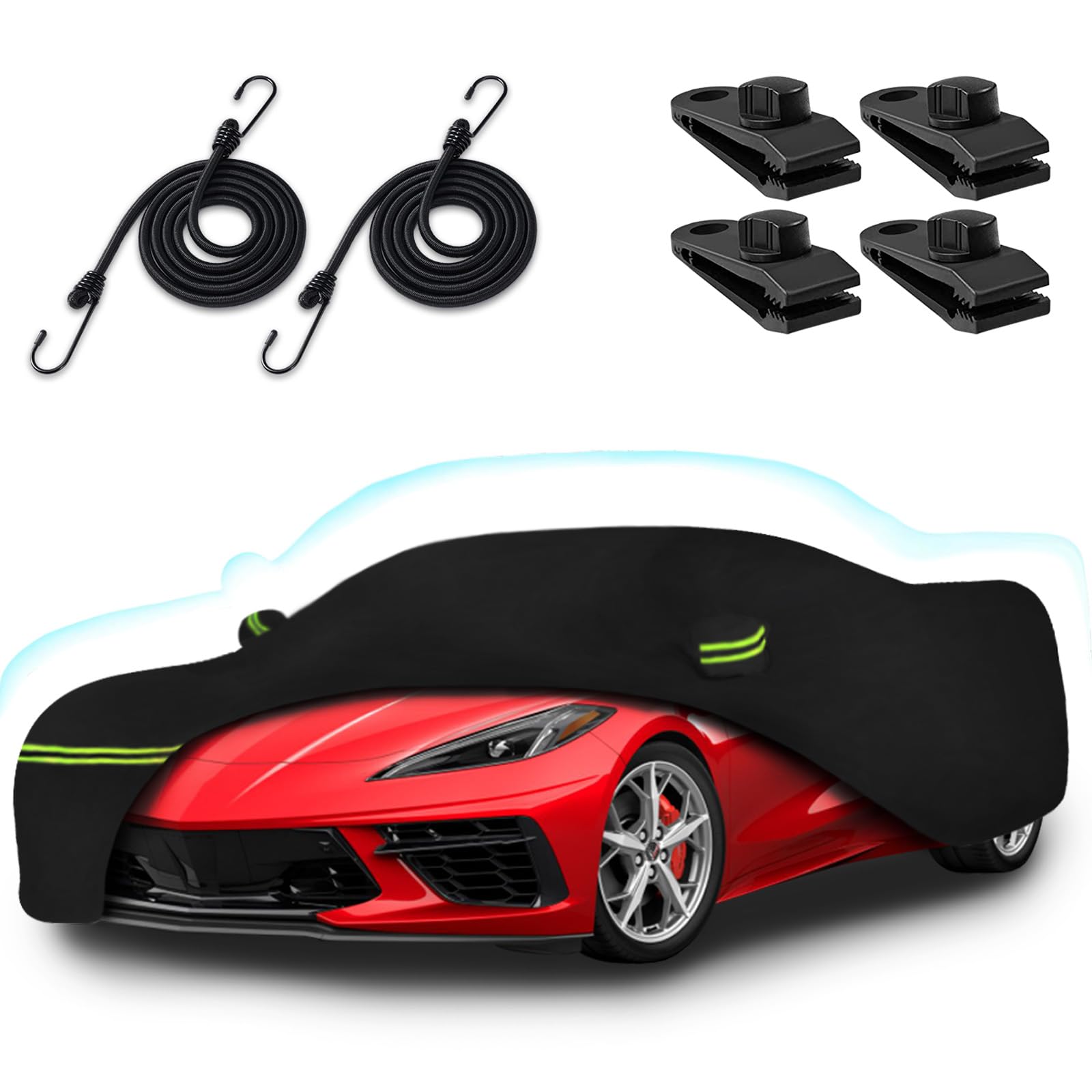 Beterny Car Cover For 2020-2025 Chevy Corvette C8, 6 Layers Waterproof All Weather Protection Heavy Duty Car Cover With Windproo