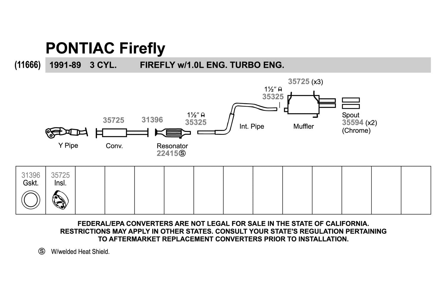 Walker 35594 Exhaust Pipe Spout 1.625 Inlet (Od) 1.25 Outlet (Id) For Honda Accord