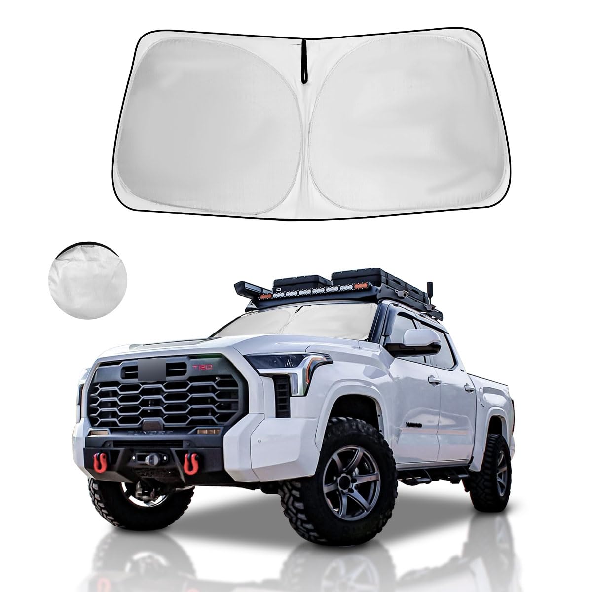 Windshield Sun Shade Custom Fit Toyota Tundra (Trd Pro, Limited, Sr5, Platinum) 2025-2022, Upgraded Front Window Sunshade, 4 Lay