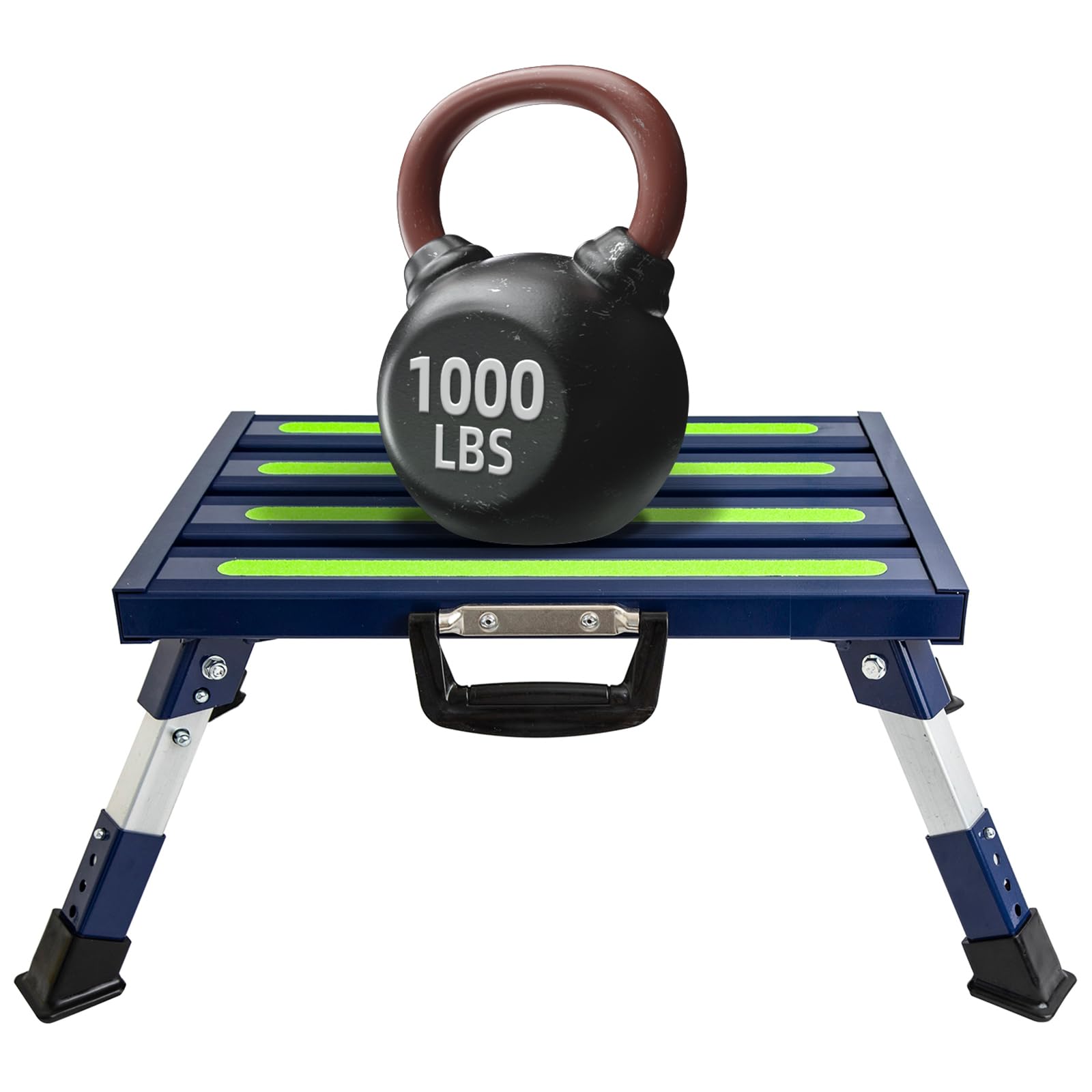 Garfatolrv Rv Steps Adjustable Height Aluminum Stable Folding Platform Step Portable Handle And Reflective Strips Non-Slip Rubbe