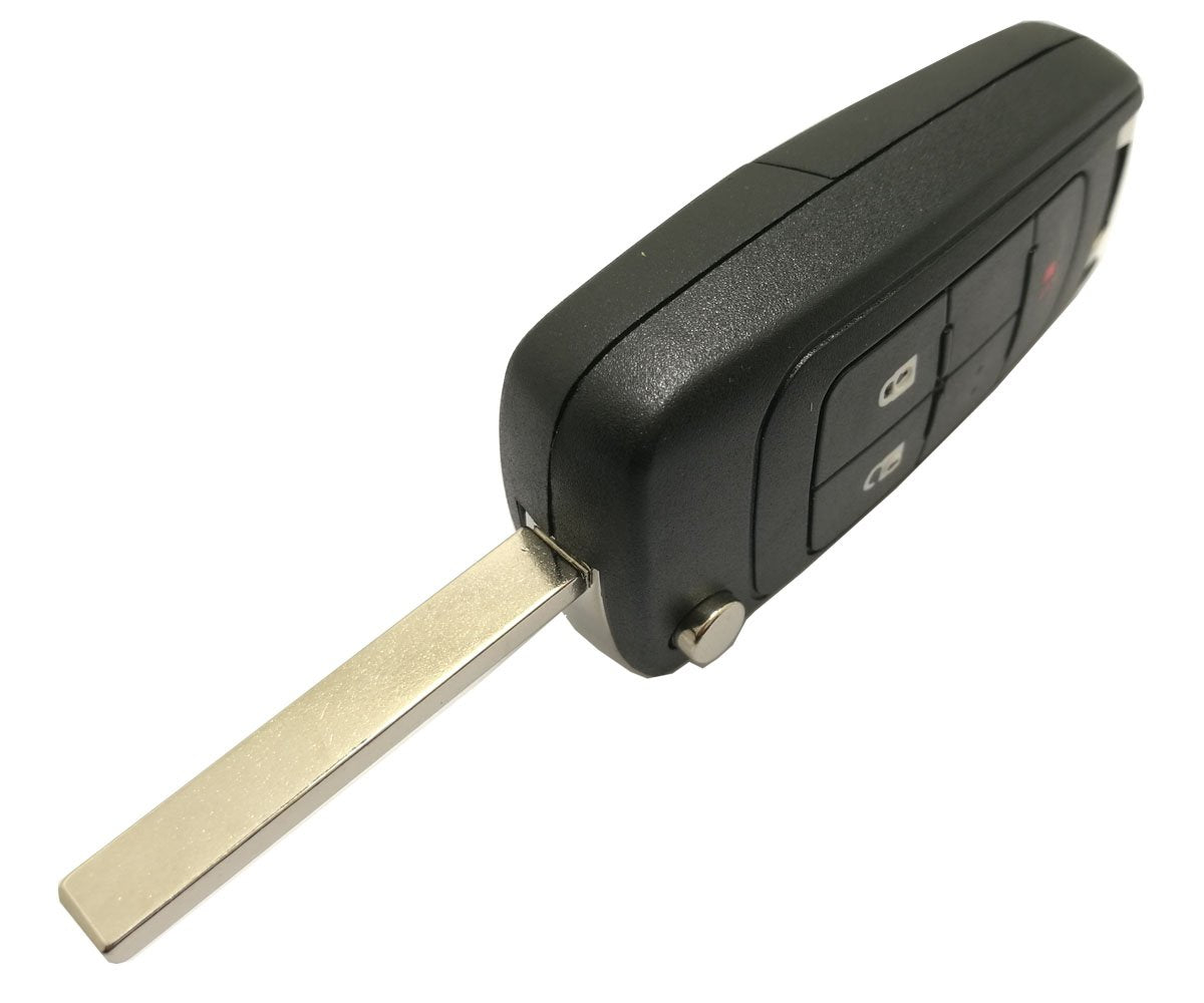 Key Fob Case Shell Fit For Chevrolet Chevy Equinox Sonic Gmc Terrain 3 Buttons Replacement Flip Folding Smart Car Key Fob Cover With Uncut Blade Blank (3 Buttons Flip Key Shell)