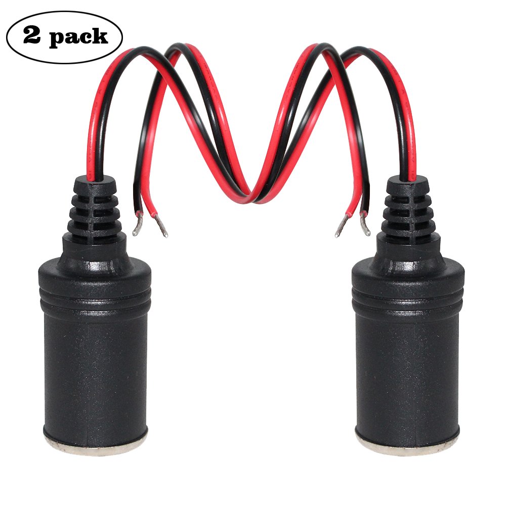 [2 Pack] Kuncan 12V 1Ft Car Cigarette Lighter Female Socket Extension Cable, Cigar Cable With Female Socket Connector For Gps/Dashcam Car Charger