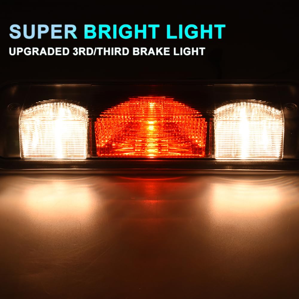PIT66 3rd Brake Light for 2004-2008 Ford F150 - High Mount Cargo Light, Halogen Clear/Red Lens, Rear Roof Parking Light
