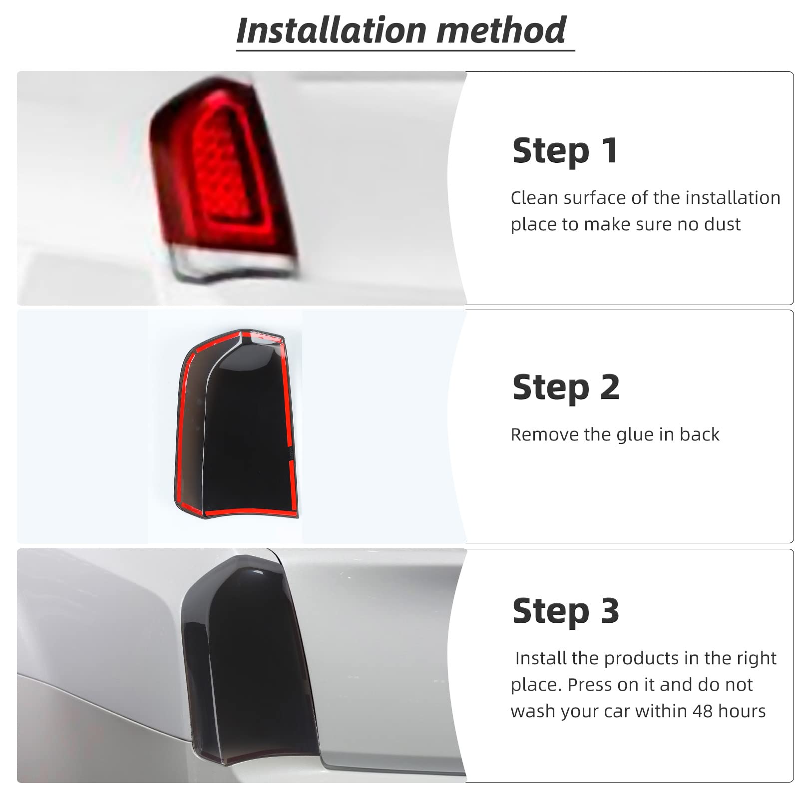 Hoolcar Tail Light Lamp Cover Trim Bezel for 2015-2021 Chrysler 300, Smoked Black