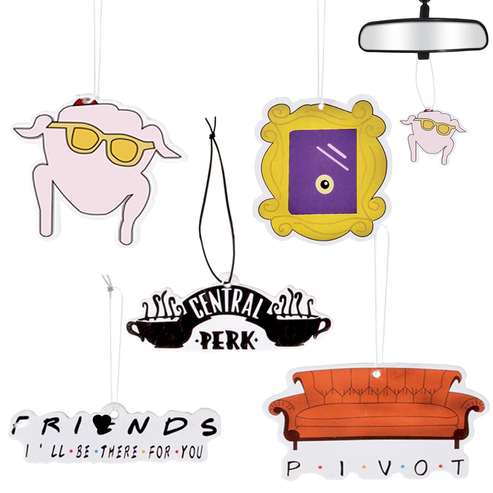 5Pcs Car Air Fresheners,Funny Merchandis Car Accessories,Funny Merchandis Tv Show Merchandise Car Rearview Mirror Pendant Perfec