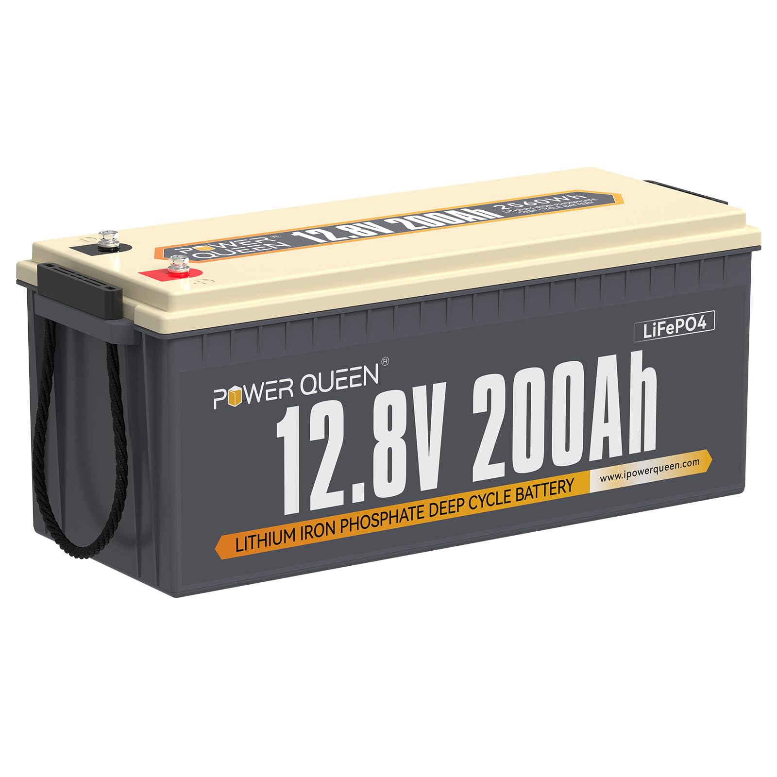 Power Queen 12V 200Ah Lifepo4 Battery With Built-In 100A Bms, 2560Wh Lithium Battery 15000+ Cycles, 10 Years Lifespan, Perfect F