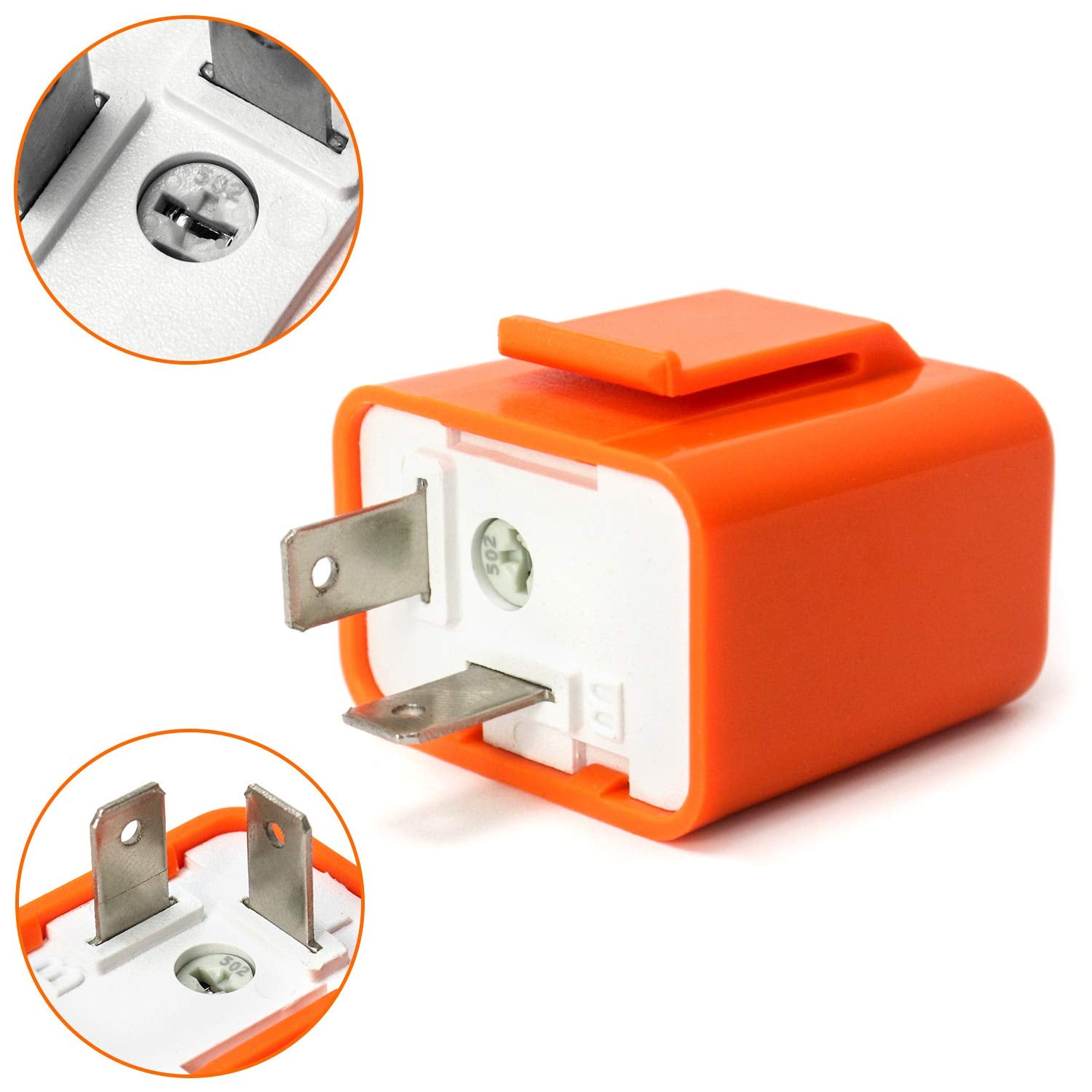 Qwork 2Pcs 2-Pin Electronic Turn Signal Flasher Relay Fix Motorcycle Turn Signal Hyper Flash, Adjustable Motorcycle Led Turn Signal Hyper Indicator Flasher Relay