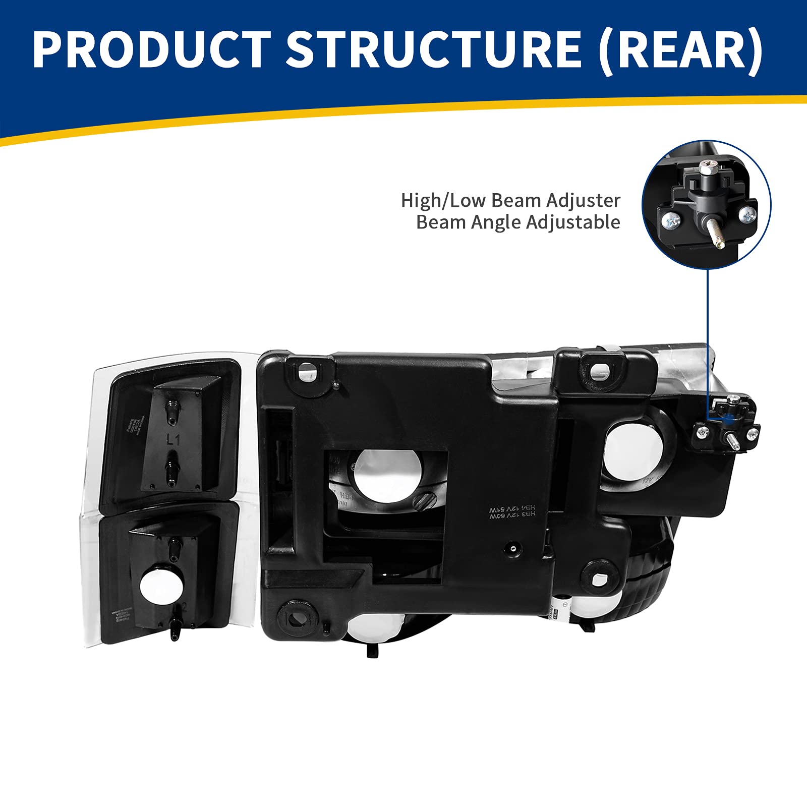 Autosaver88 Headlights Assembly Compatible With 1994-1999 Chevy C/K Series C1500 C2500 C3500 K1500 K2500 K3500 Suburban 1995 1996 1997 1998 1999 Tahoe Headlamp W/Bumper Corner Lamp Black Housing