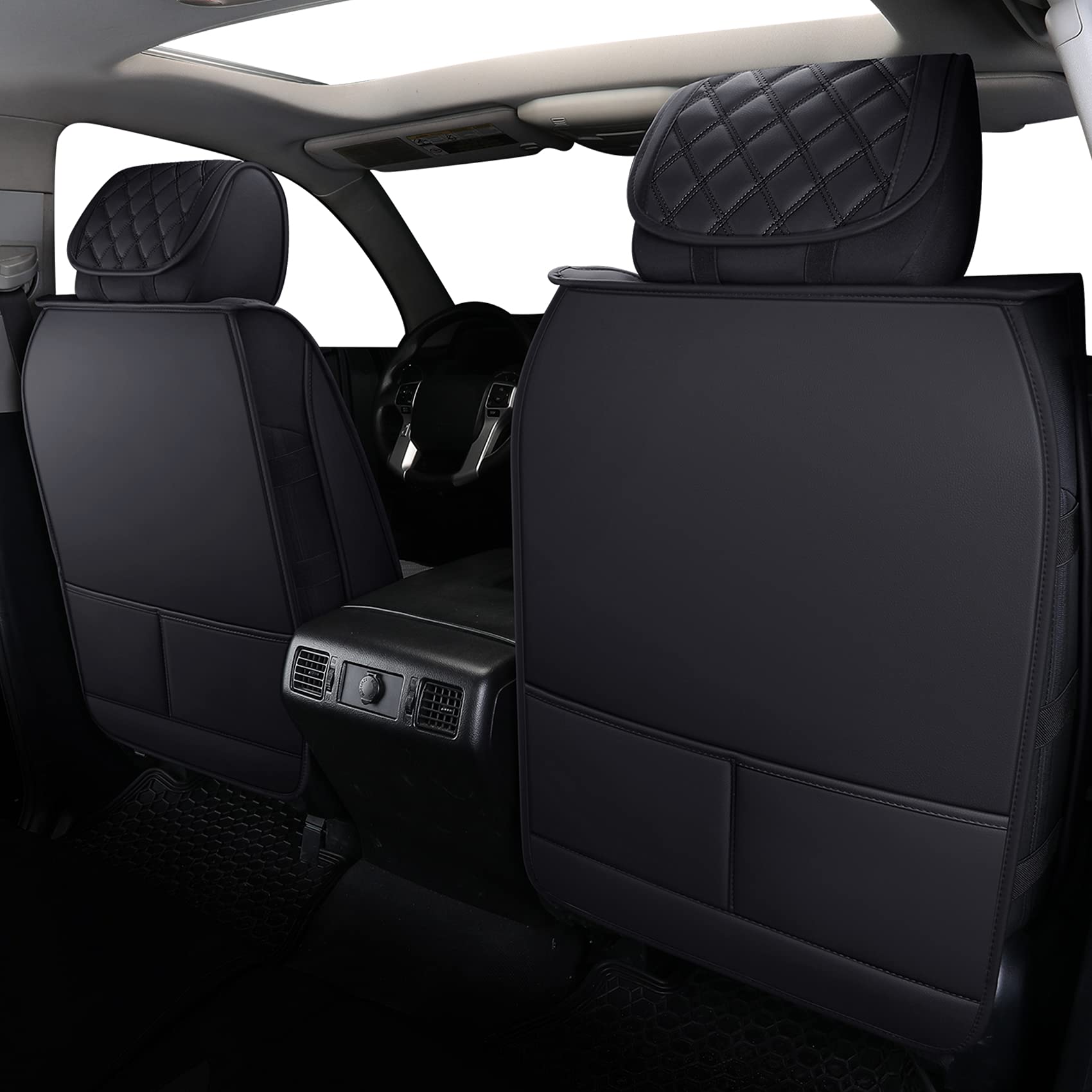 Yiertai Seat Covers Compatible With Toyota Tundra For 2008-2025 Crewmax Double Cab Sr5 Limited Platinum Trd Pro Truck Waterproof Leather Seat Covers(2 Pcs Front Only/Black)