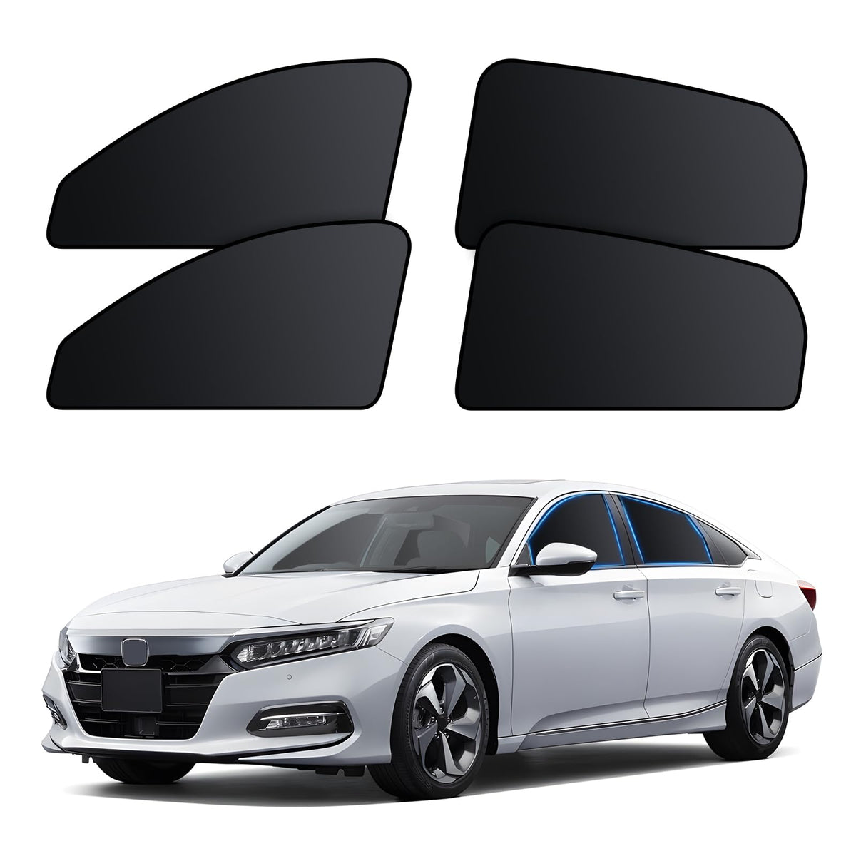 ZATOOTO Car Window Shades for Honda Accord 2018-2023, 4 Pcs Magnetic Car Window Covers - 100% Block Light Privacy Curtains, Side