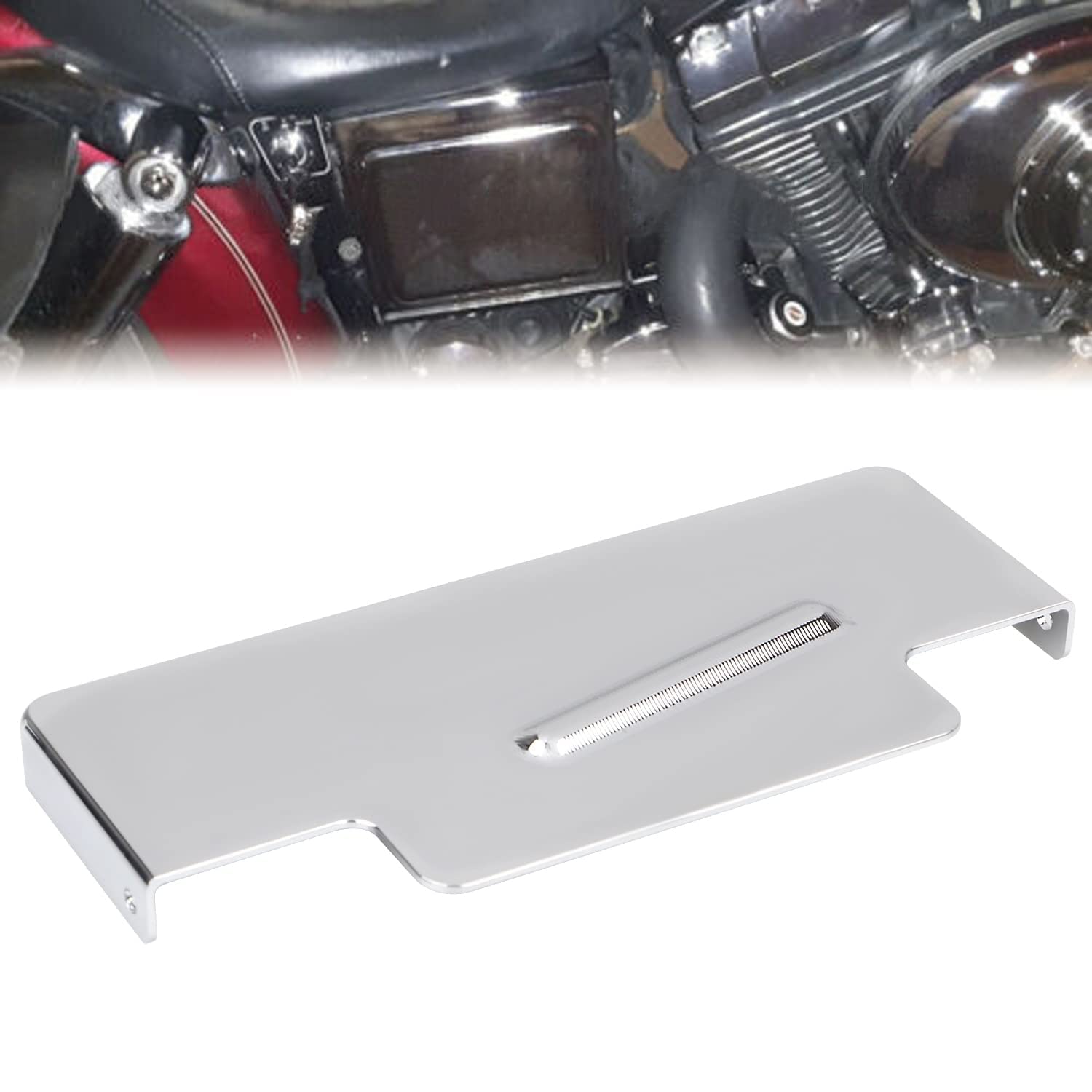 Bid4Ze Chrome Battery Top Cover Batteries Cover Kit Compatible With Harley Dyna Wide Glid Super Glide Low Rider Fxd Fxdl