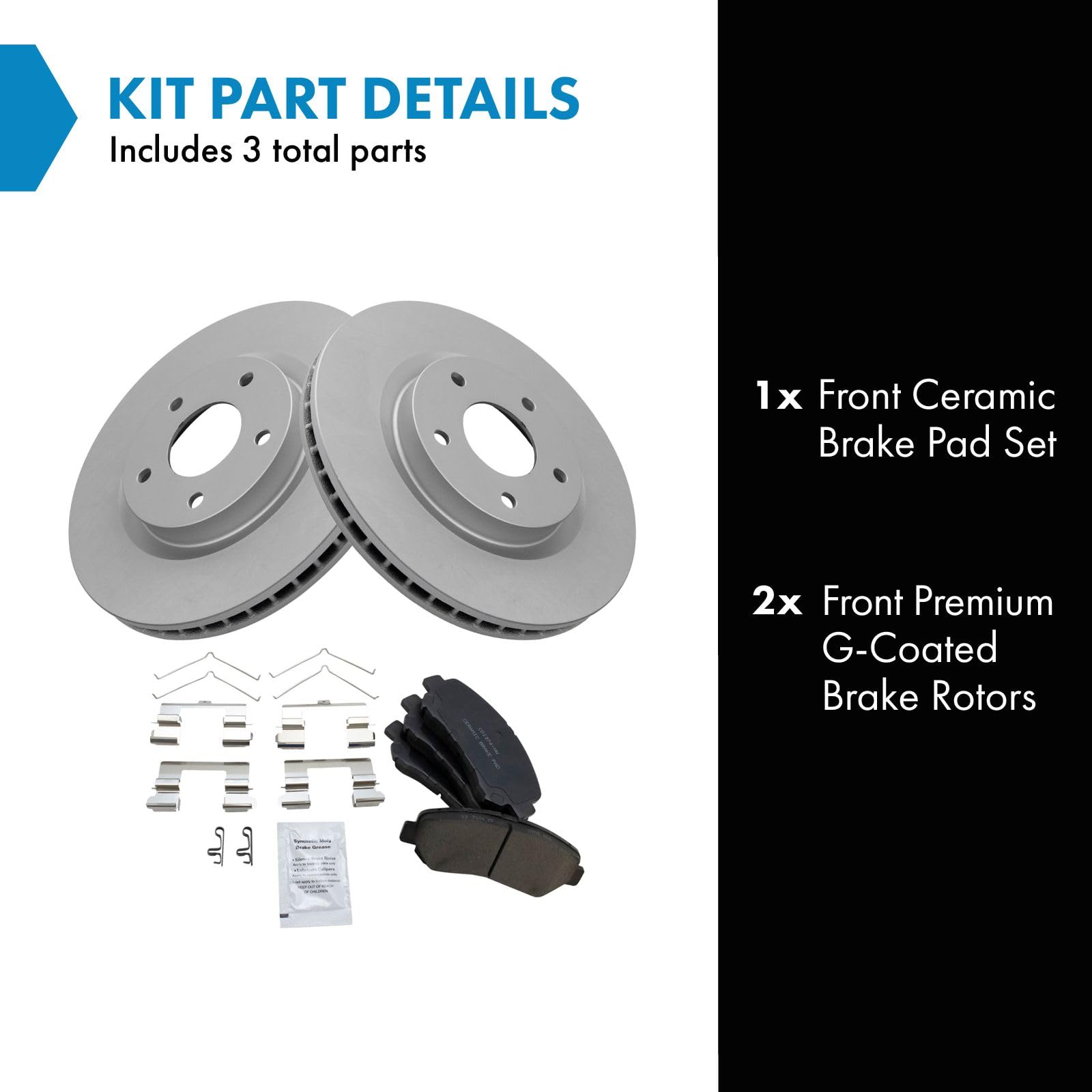 Trq Front Brake Pad & Rotor Kit Brake Pads Brake Rotor Ceramic Compatible With 2009-2012 Nissan Sentra