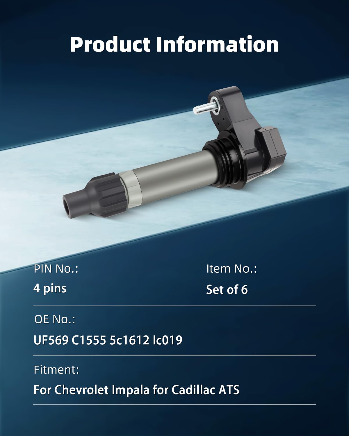 ECCPP Pack of 6 Ignition Coils for Cadillac for Chevy for GMC for Camaro CTS SRX XTS Equinox for Impala Terrain V6 3.0L 3.2L 3.6