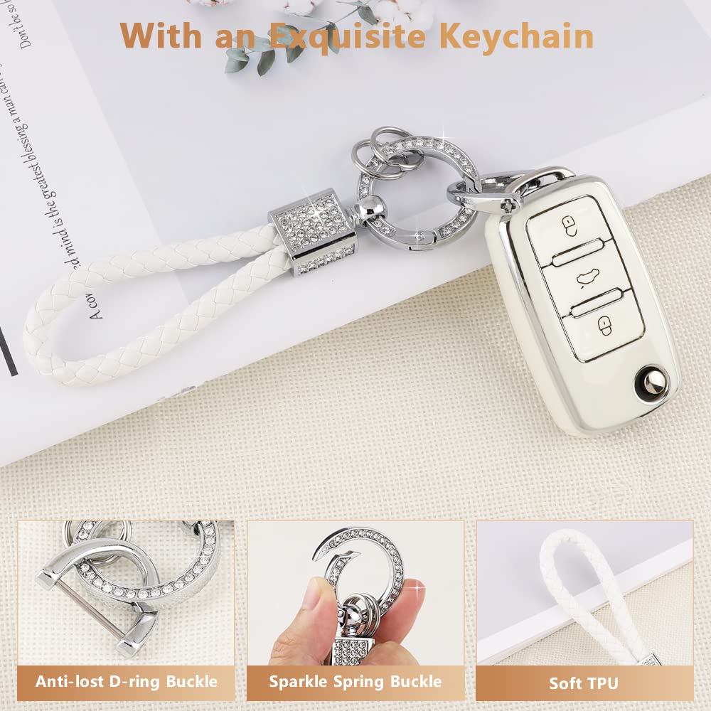 Pifoog Key Fob Cover For Volkswagen Vw Car Keychain Tiguan Jetta Beetle Passat Golf Gti Accessories Cute Tpu Smart Keys Case She