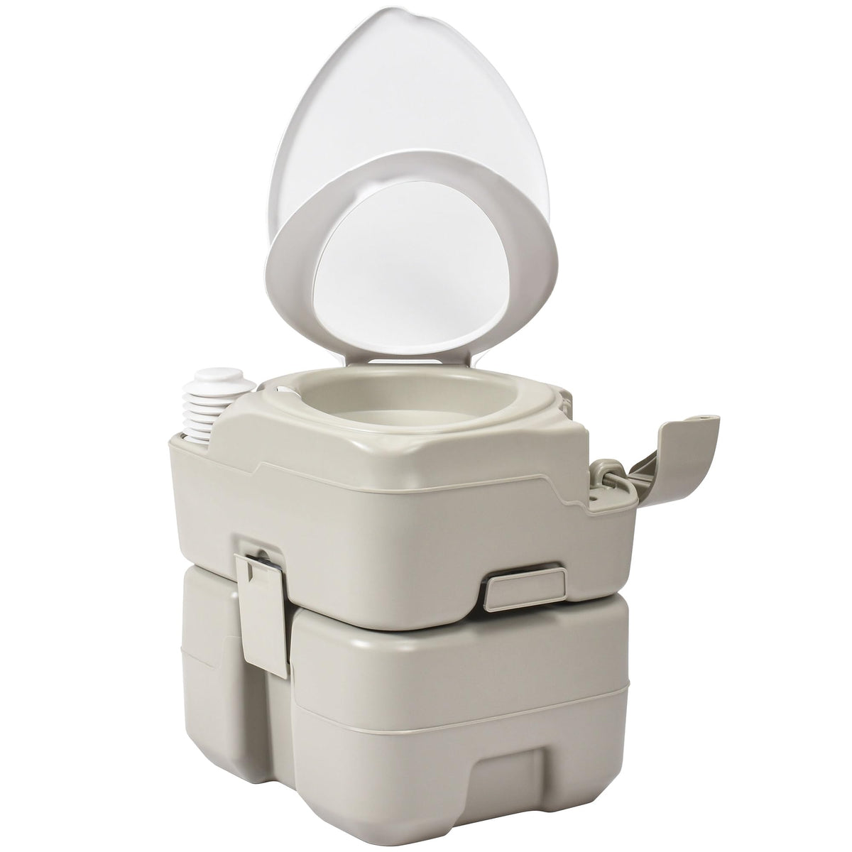 Yitahome 5.28 Gallon Portable Camping Toilet Porta Potty With Diagonal Enlargerd Bowl, Hand Sprayer And Press Flush Pump, Space
