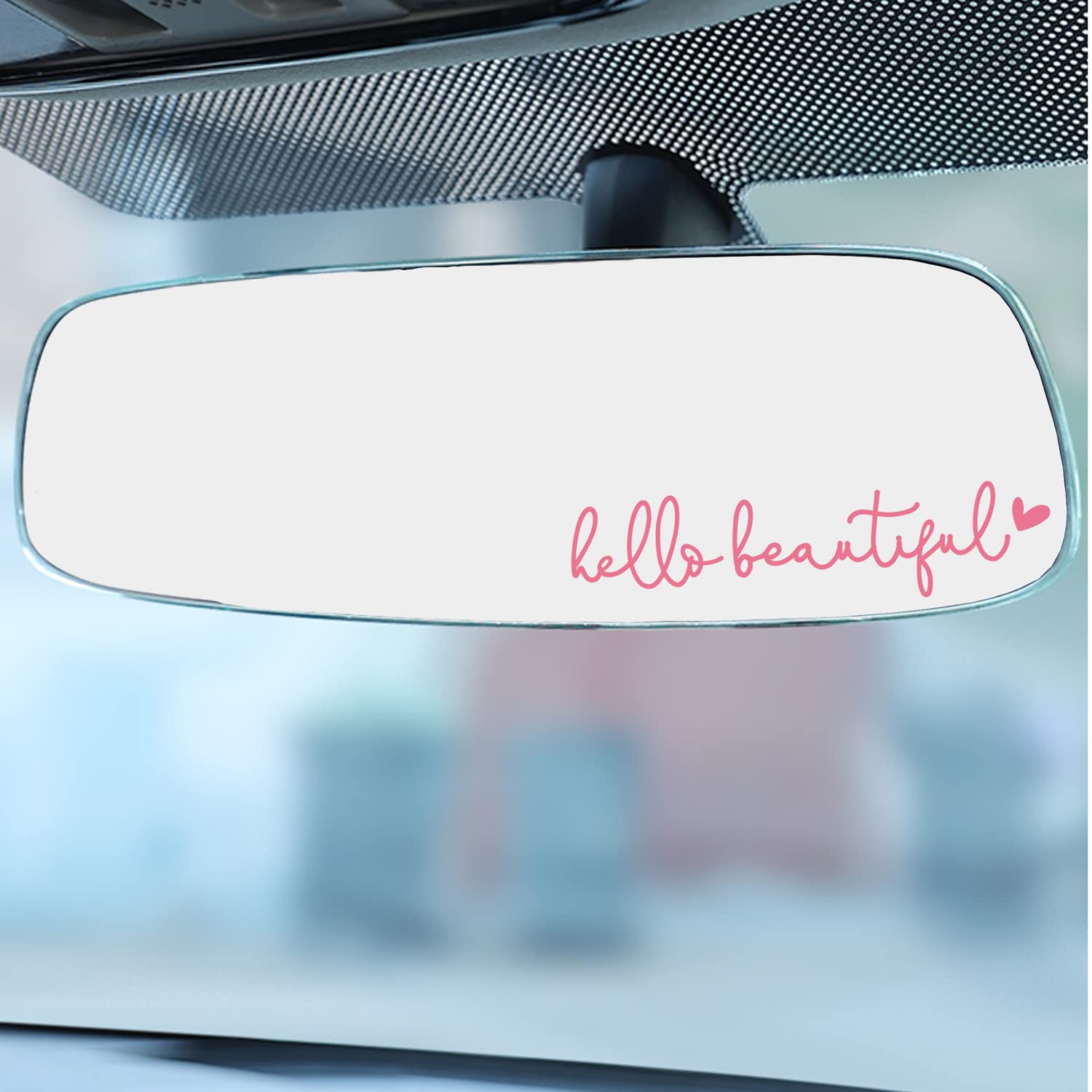3X Hello Beautiful Rearview Mirror Decal, Vanity Mirror Stickers, Rear View Mirror Vinyl Decal, Car Accessories Gifts, Water Bot