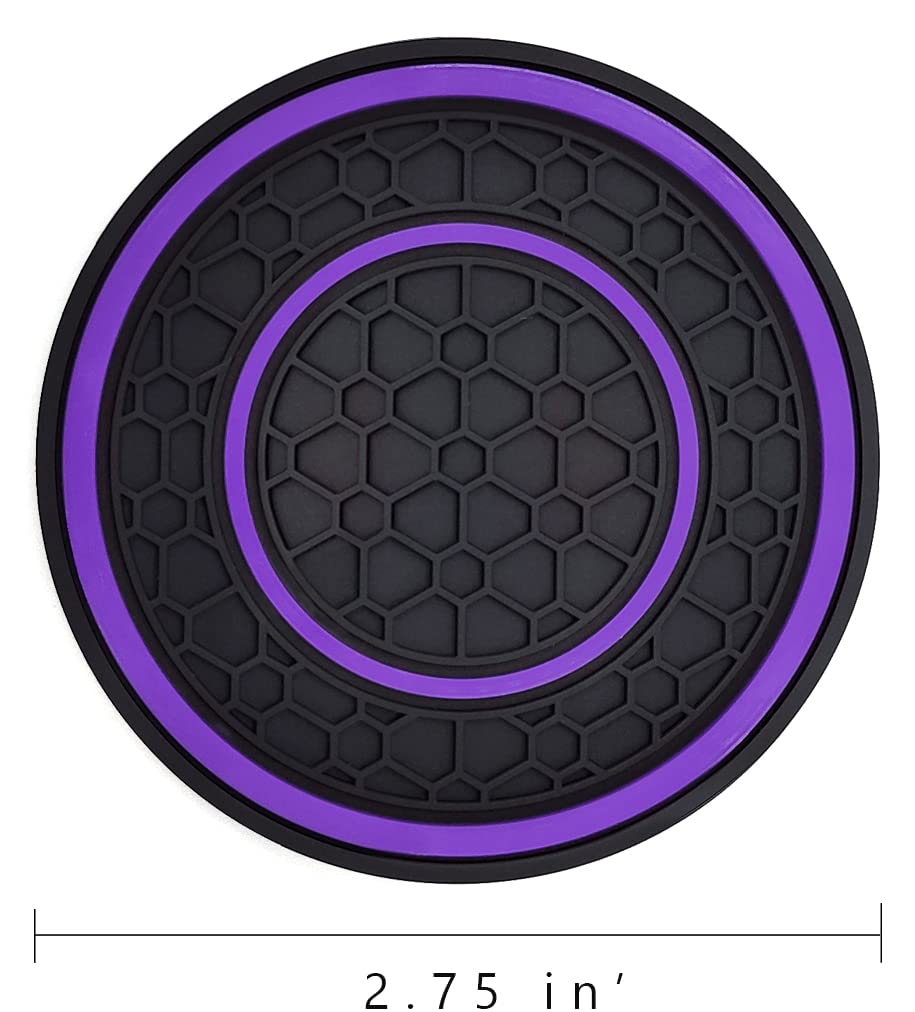 Auprite Car Cup Holder Coasters, 2 Pack Universal Auto Anti Slip Cup Holder Insert Coaster, Car Interior Accessories (Purple)