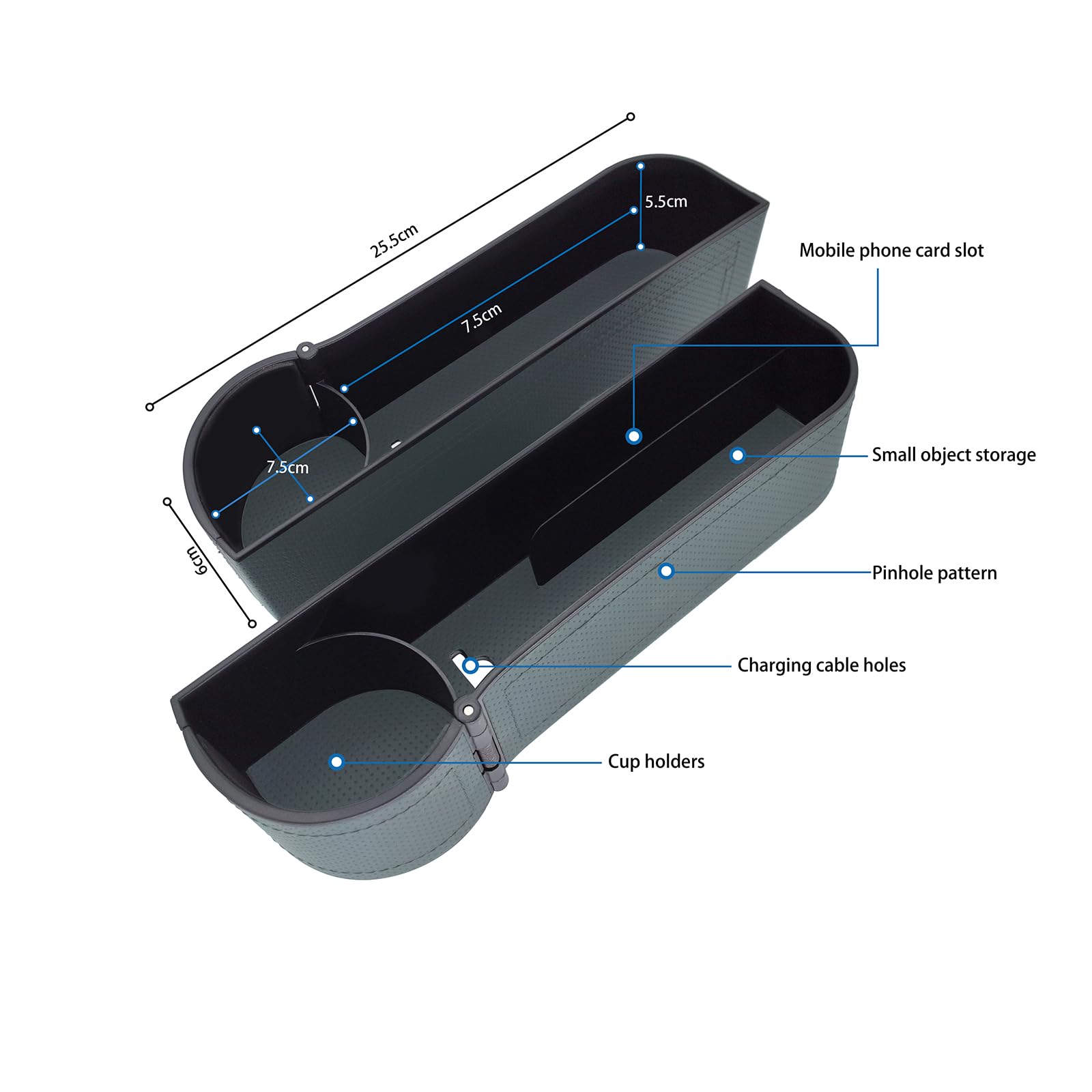 BAILISI Car seat gap filler organizer, 2 Pack multifunctional car seat organizer, car console side storage box can Holders phone