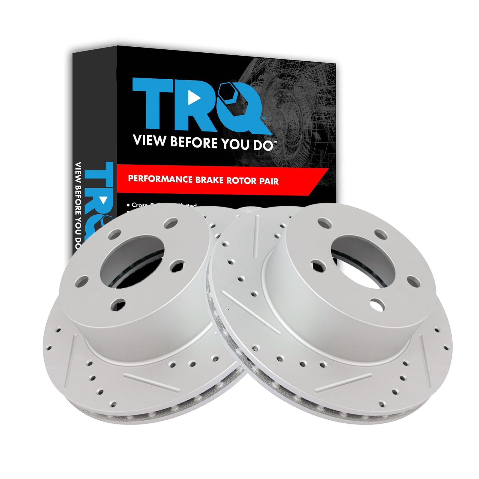 Trq Front Performance Brake Rotors Set Vented Premium G-Coated Compatible With 1990-1998 Jeep Cherokee 1990-1992 Comanche 1993-1