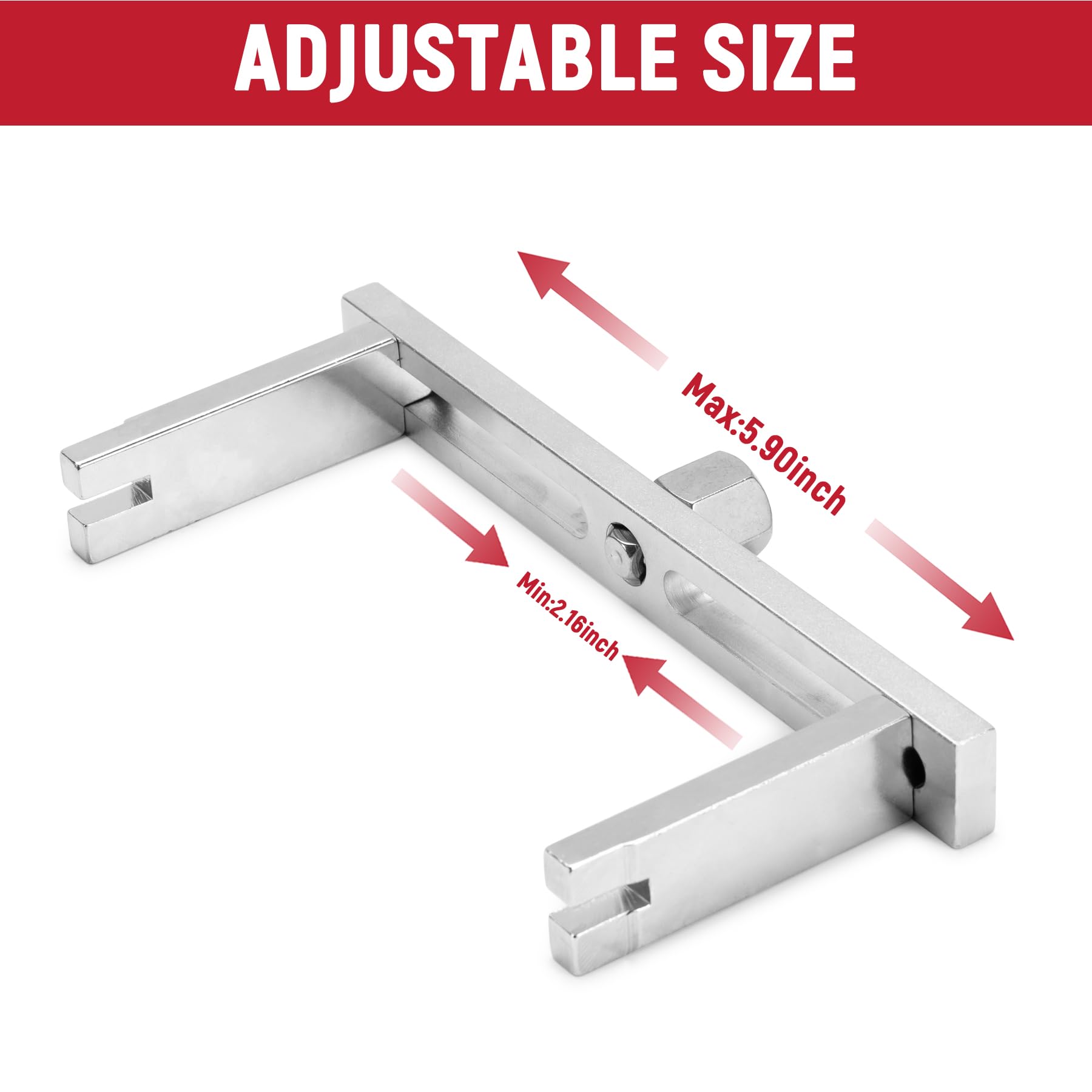 AUPREX Fuel Pump Removal Tool, Adjustable Double Contact Fuel Pump Lock Ring Tool with 3/8    to 1/2    Drive Compatible with BM