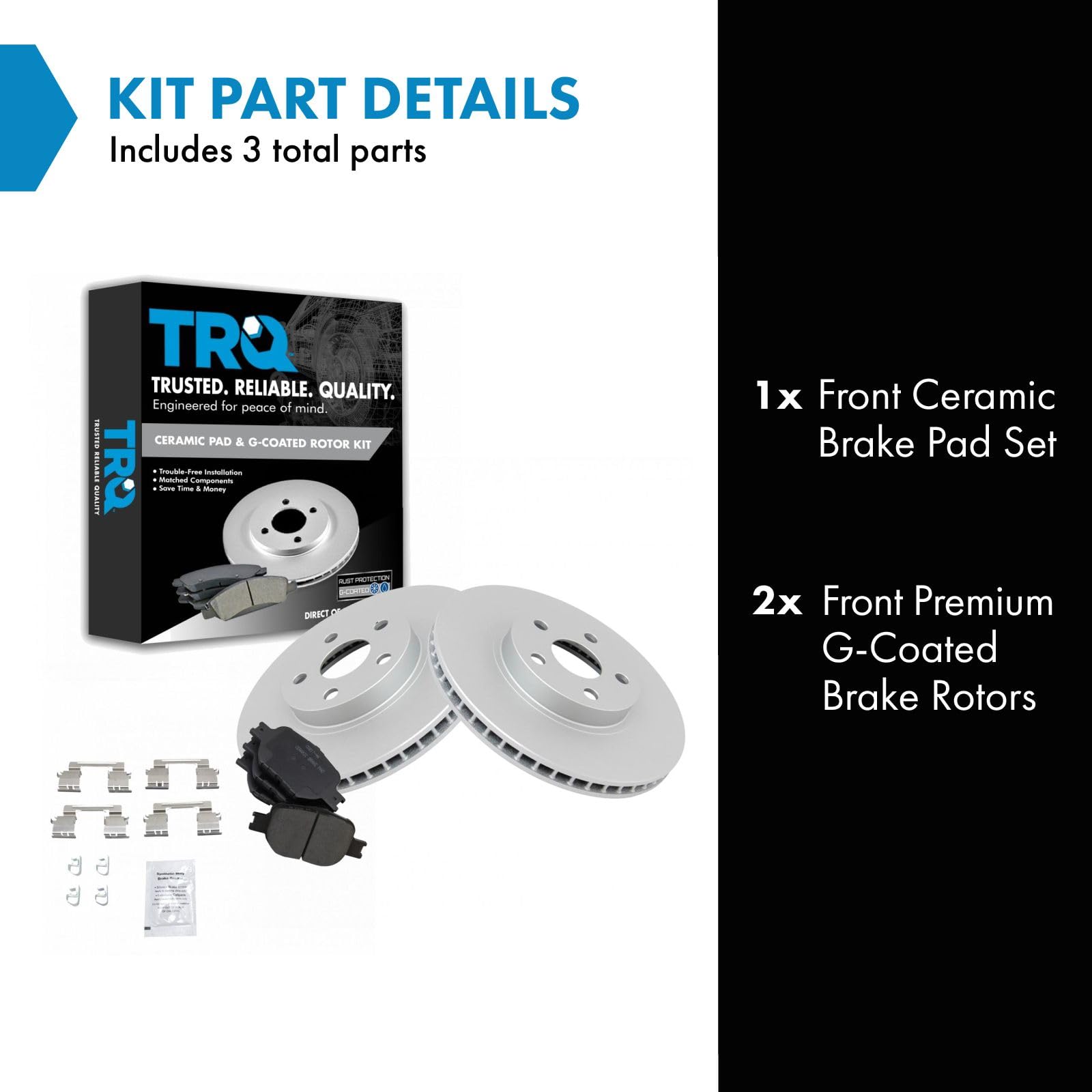 Trq Front Brake Pad & Rotor Kit Brake Pads Brake Rotor Ceramic Premium G-Coated Compatible With 2005-2010 Scion Tc 2000-2005 Toy