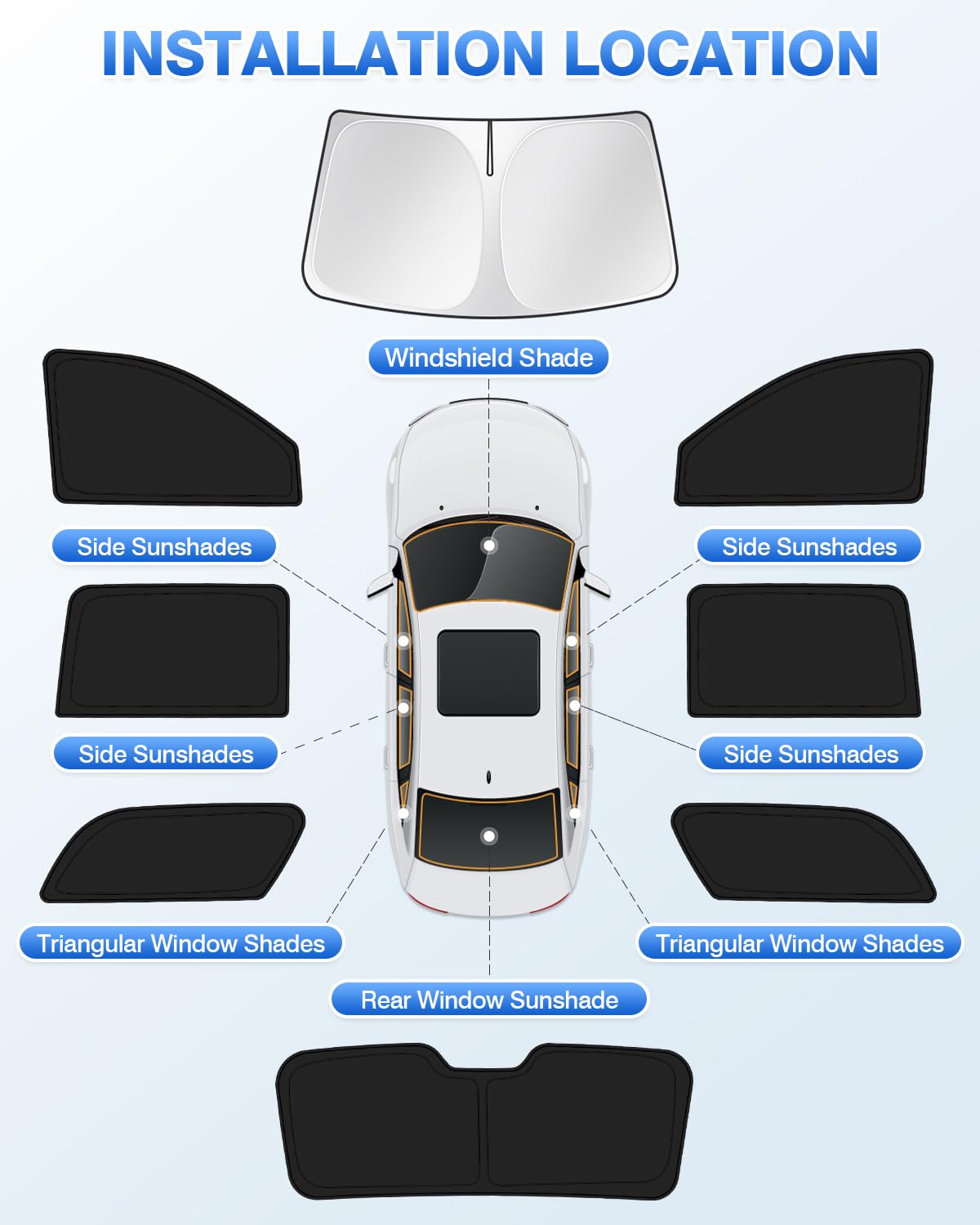 Canvcle Sunshades For 2021-2025 Gmc Yukon Xl/Chevy Suburban Accessories Windshield Sun Shade Side Rear Window Shade Cover Sun Vi