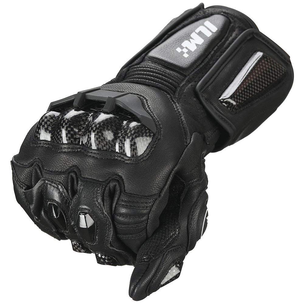 Ilm Air Flow Leather Motorcycle Gloves For Men And Women Model-Grc01L (Xxl, Black-Long)