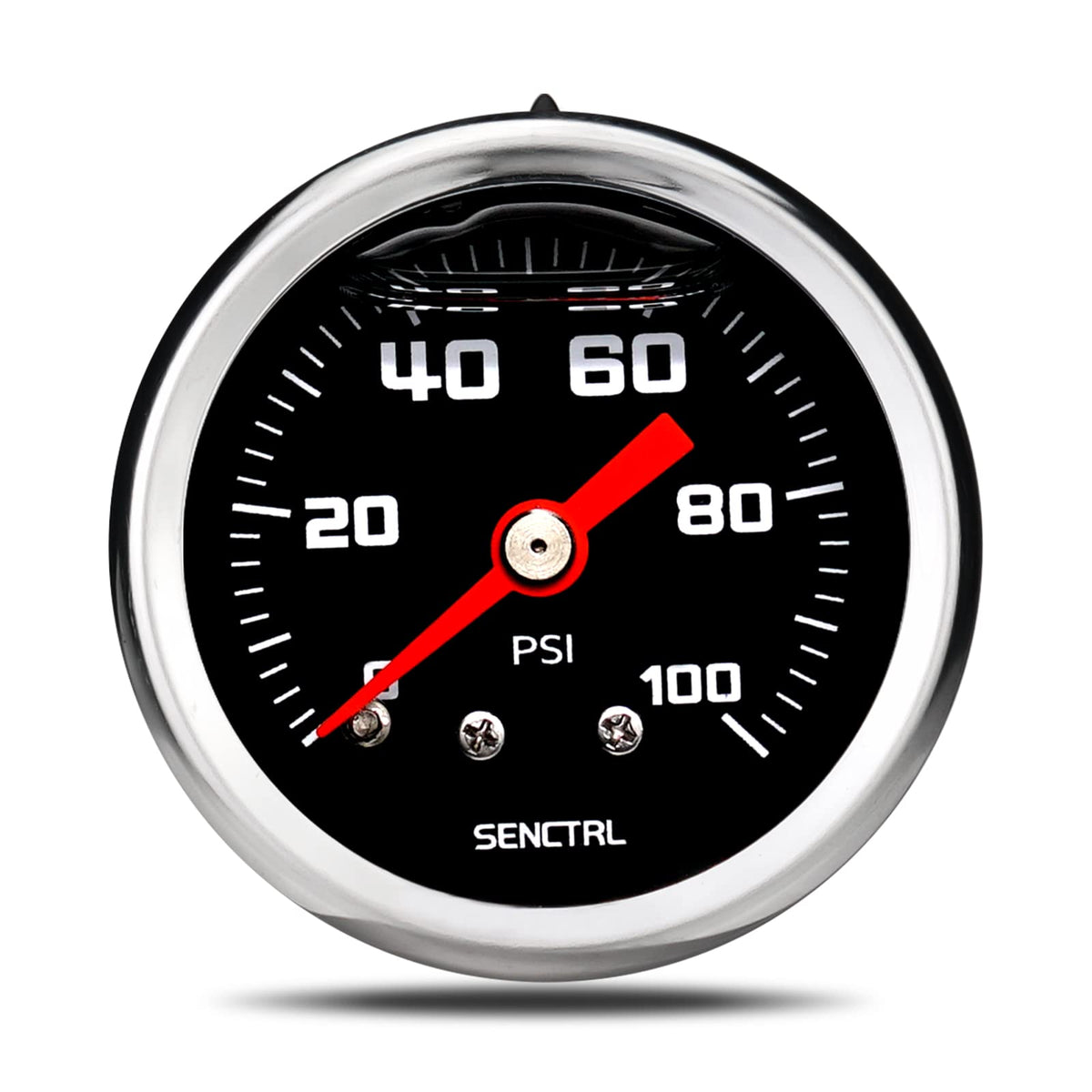 Senctrl 0-100 Psi Fuel Pressure Gauge, 1-1/2'' Black Dial, 1/8'' Npt Back Mount, Glycerin Liquid Filled, Stainless Steel Case, I