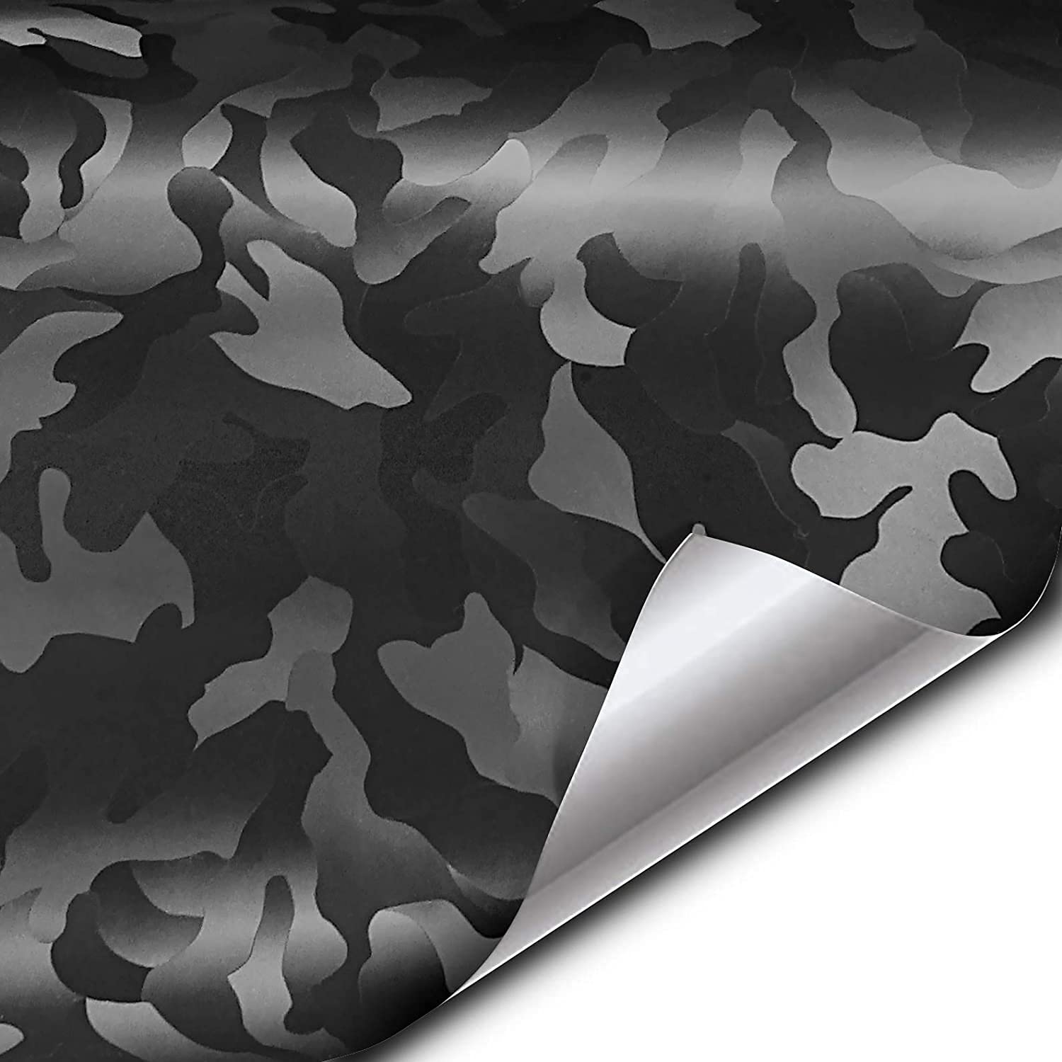 Vvivid+ Stealth Medium Pattern Camouflage Vinyl Wrap Roll (8Ft X 5Ft, Black)