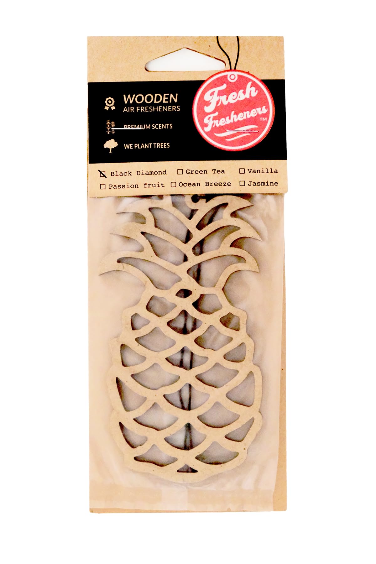 Fresh Fresheners Cute Funny Car Air Fresheners 4-Pack (Wood Pineapple)
