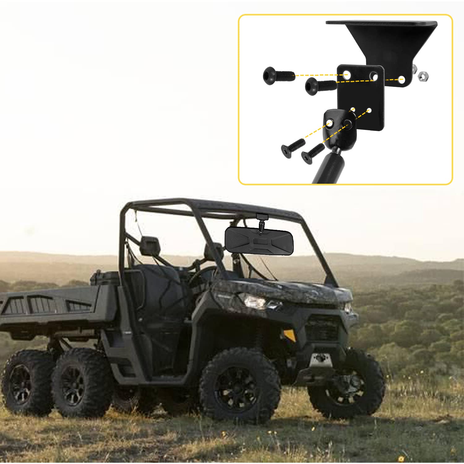 Ransoto Utv Defender Rear View Center Mirror Compatible With Can-Am Defender Hd 5/8/ 10/ Max 8/ Max 10 And Polaris Rzr Can-Am Maverick Honda Pioneer Kawasaki Teryx