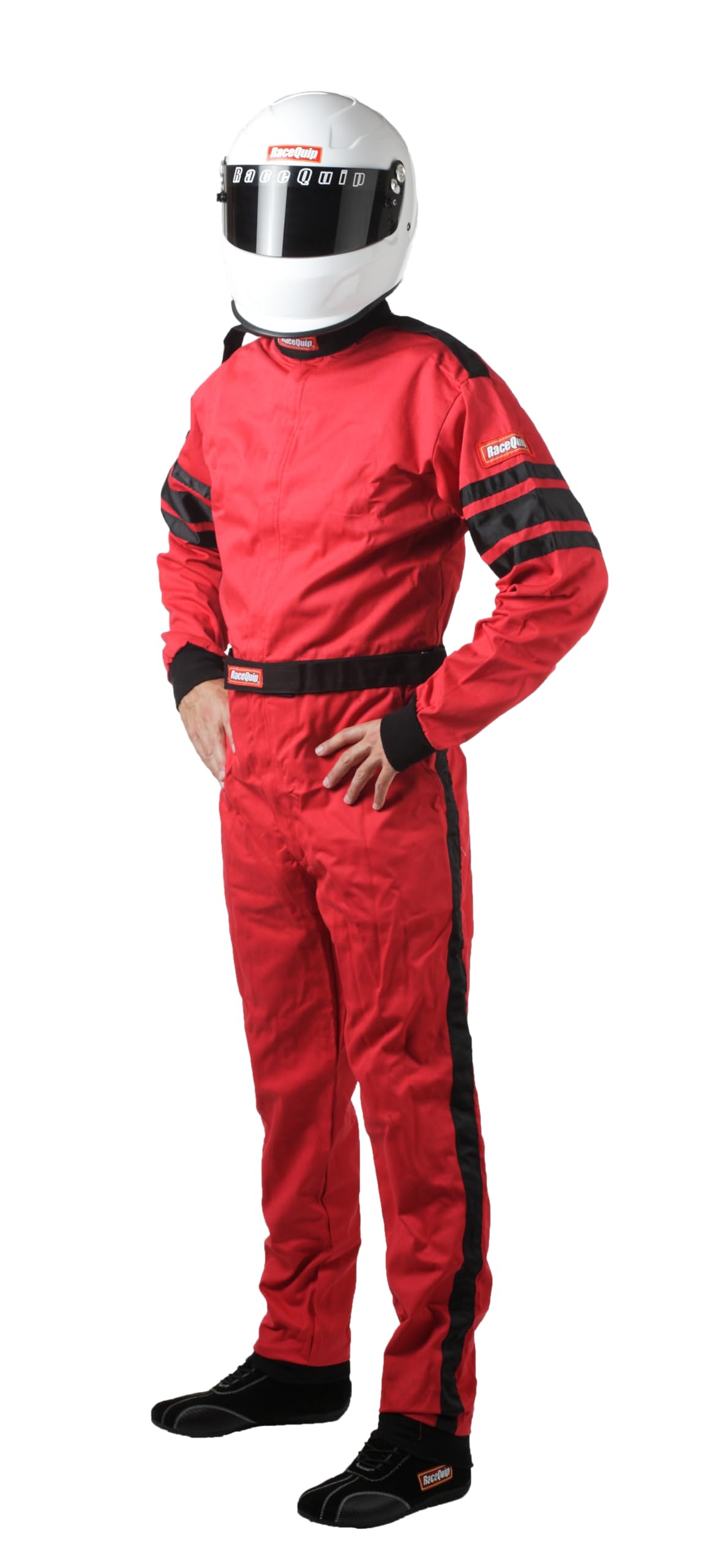 Racequip 110015Rqp 110 Series 1-Pc Driving Suit Sfi 3.2A/1 Red/Black Stripe Large